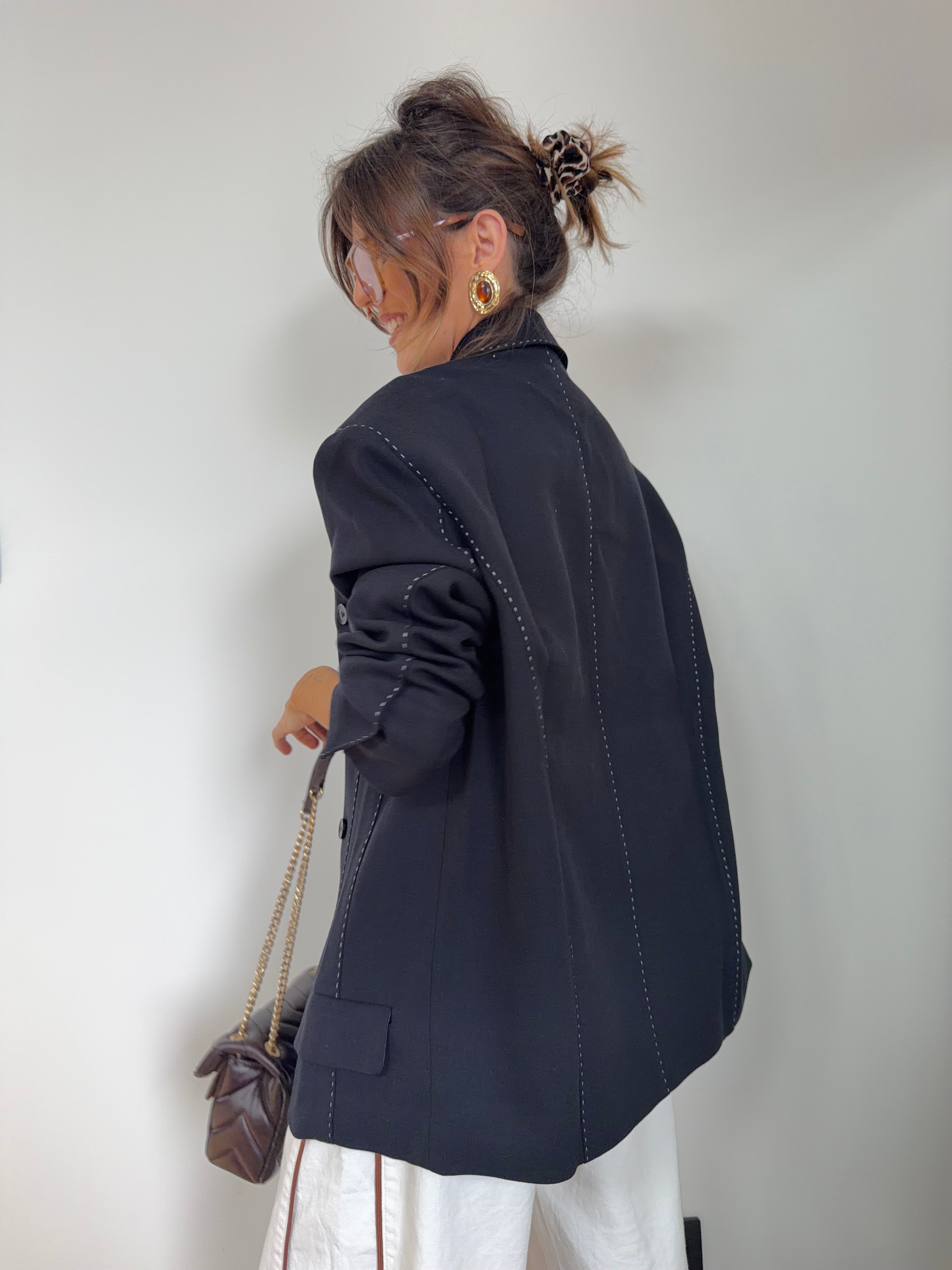 Blazer à surpiqures - noir