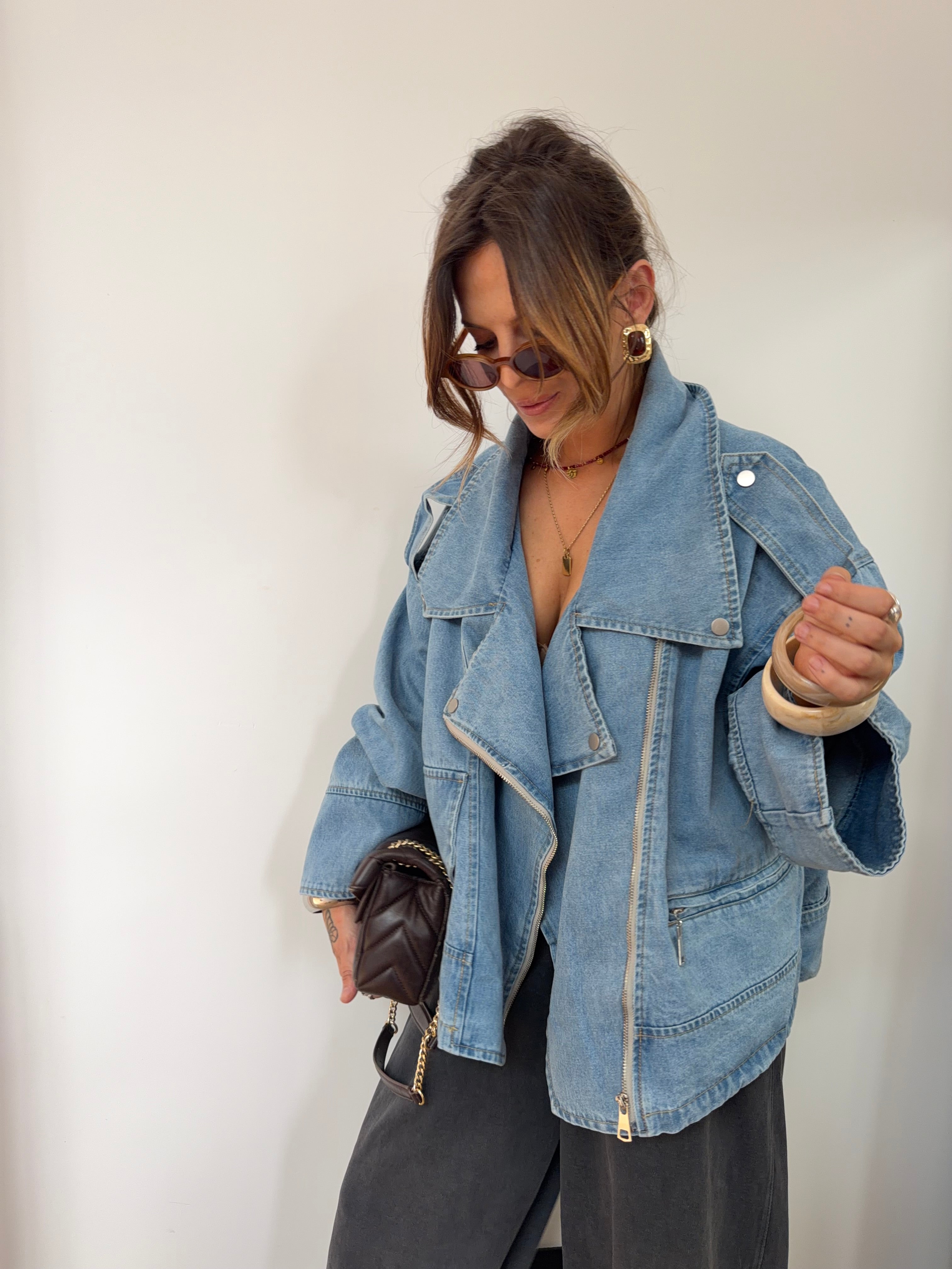 Veste en jean oversize - bleu clair