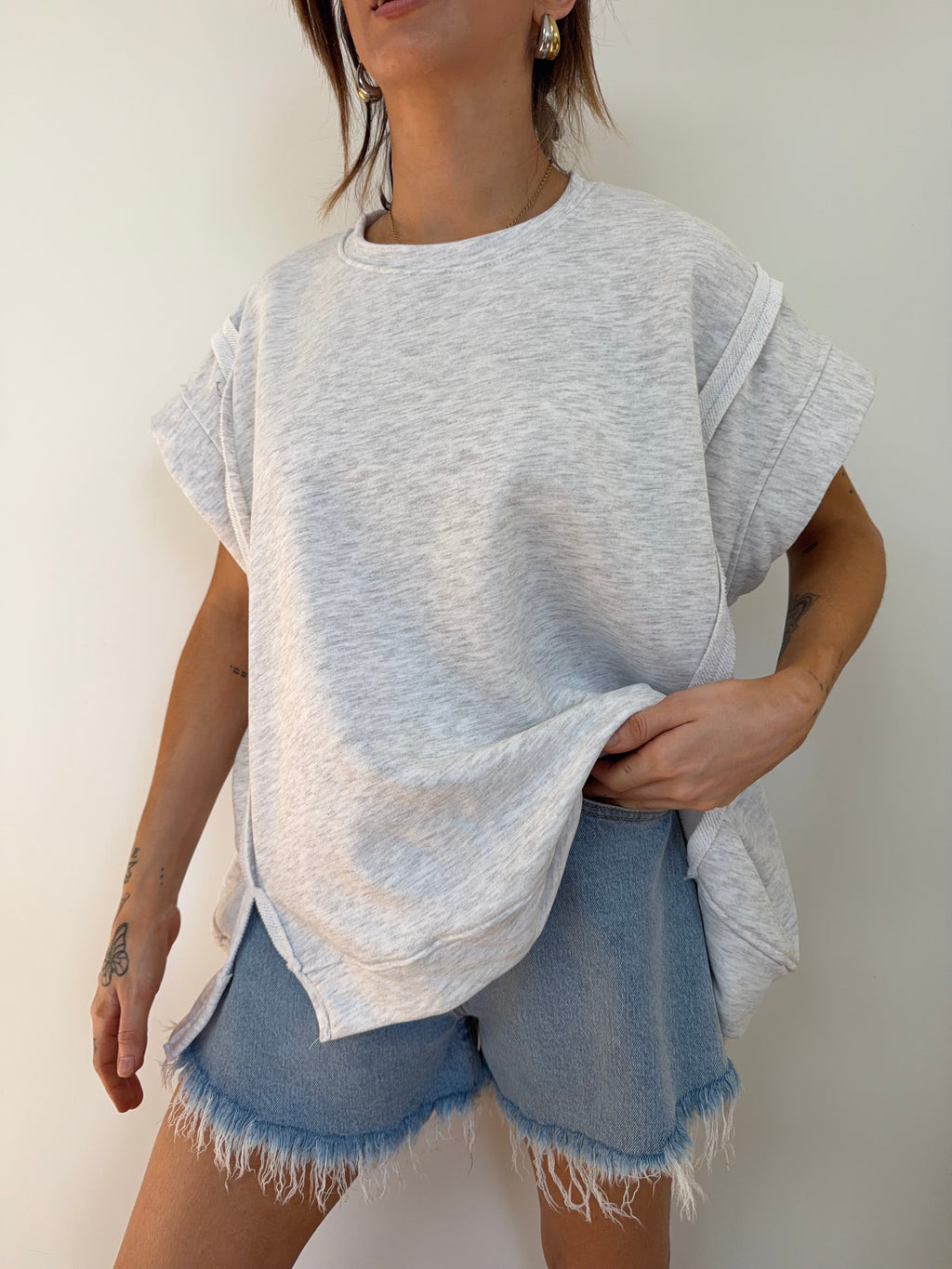 Sweat sans manche - gris chiné