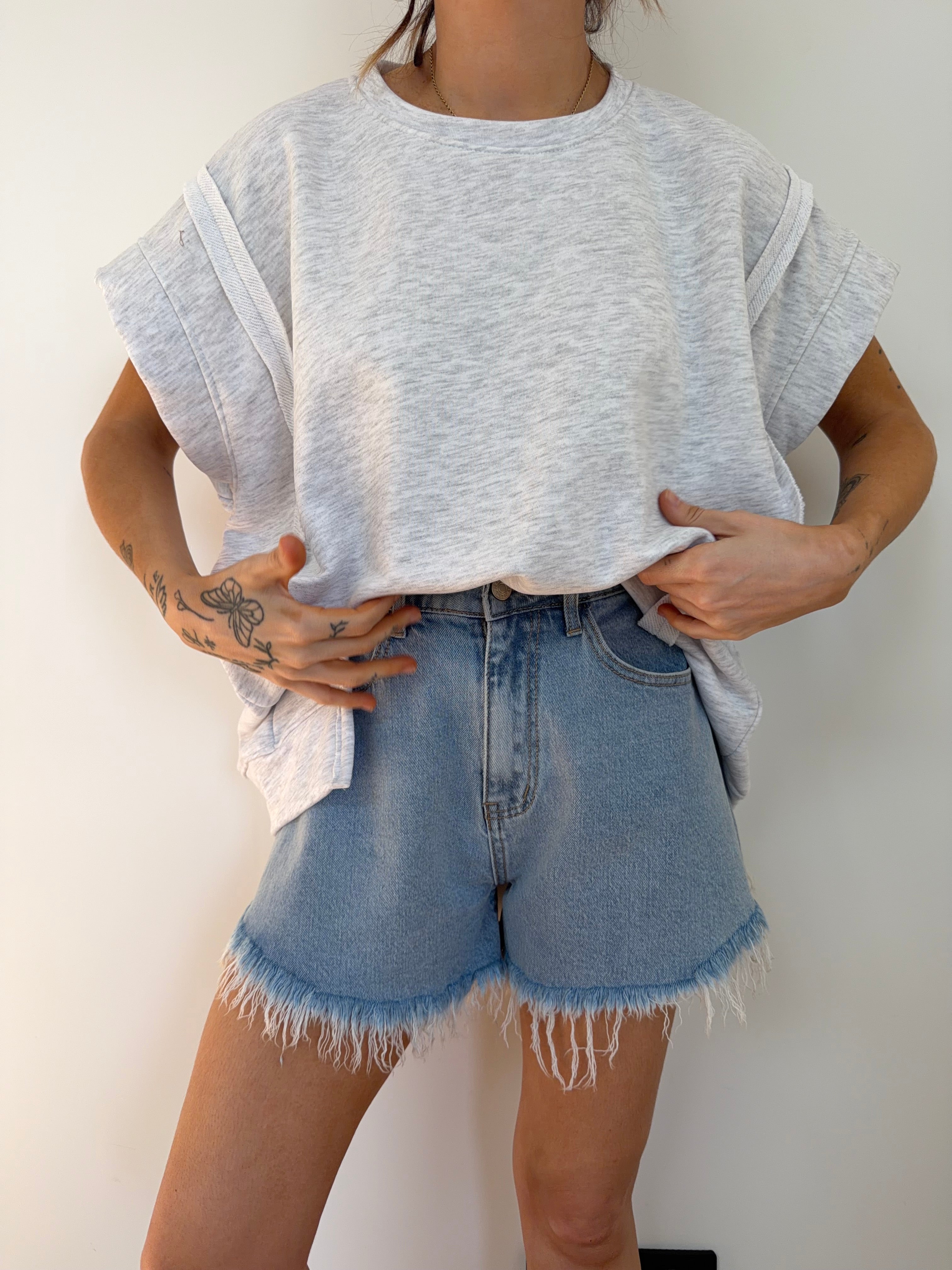 Sweat sans manche - gris chiné