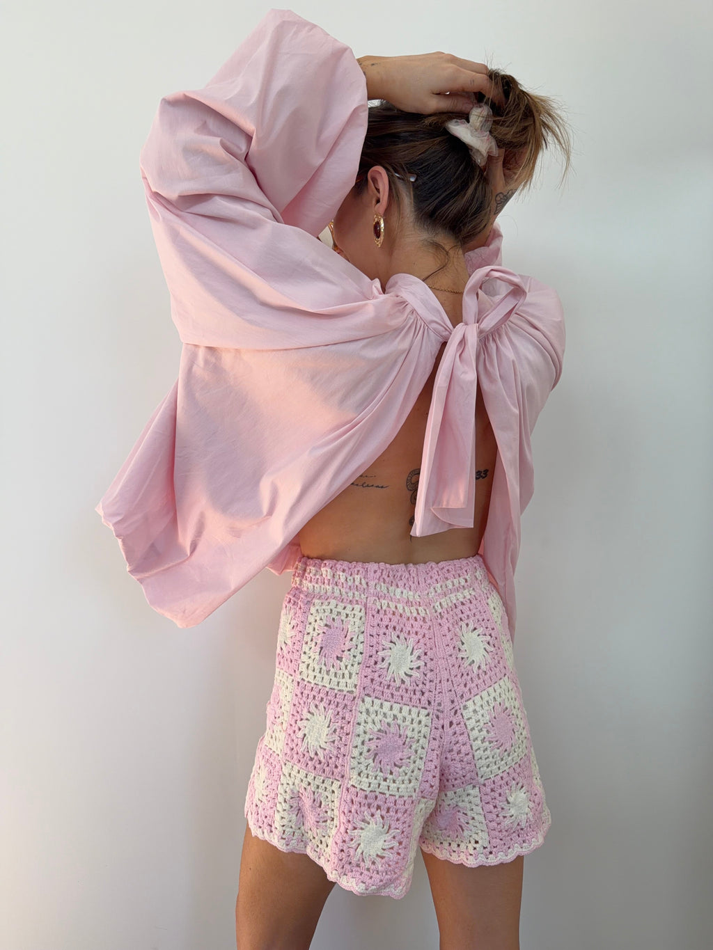 Short en crochet - rose
