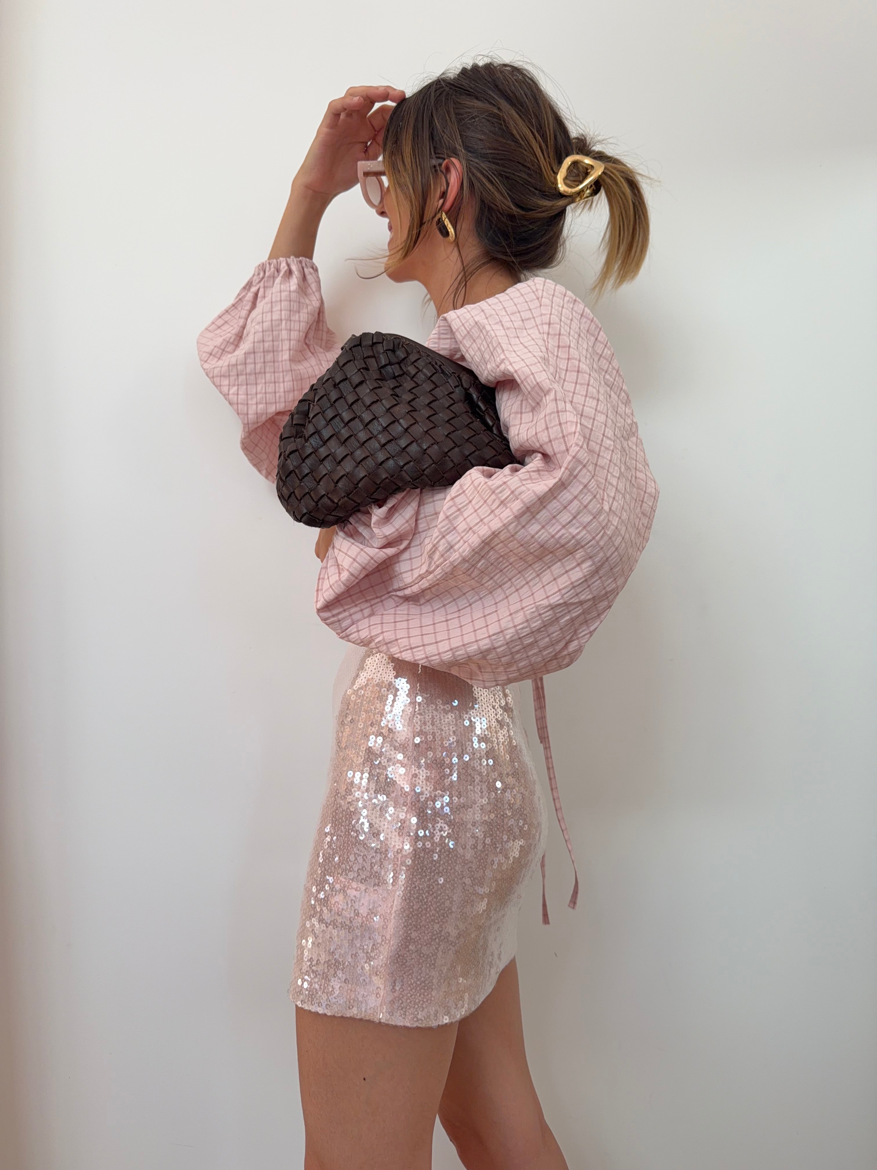 Jupe à sequins - rose pale
