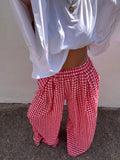 Pantalon à carreaux - rouge