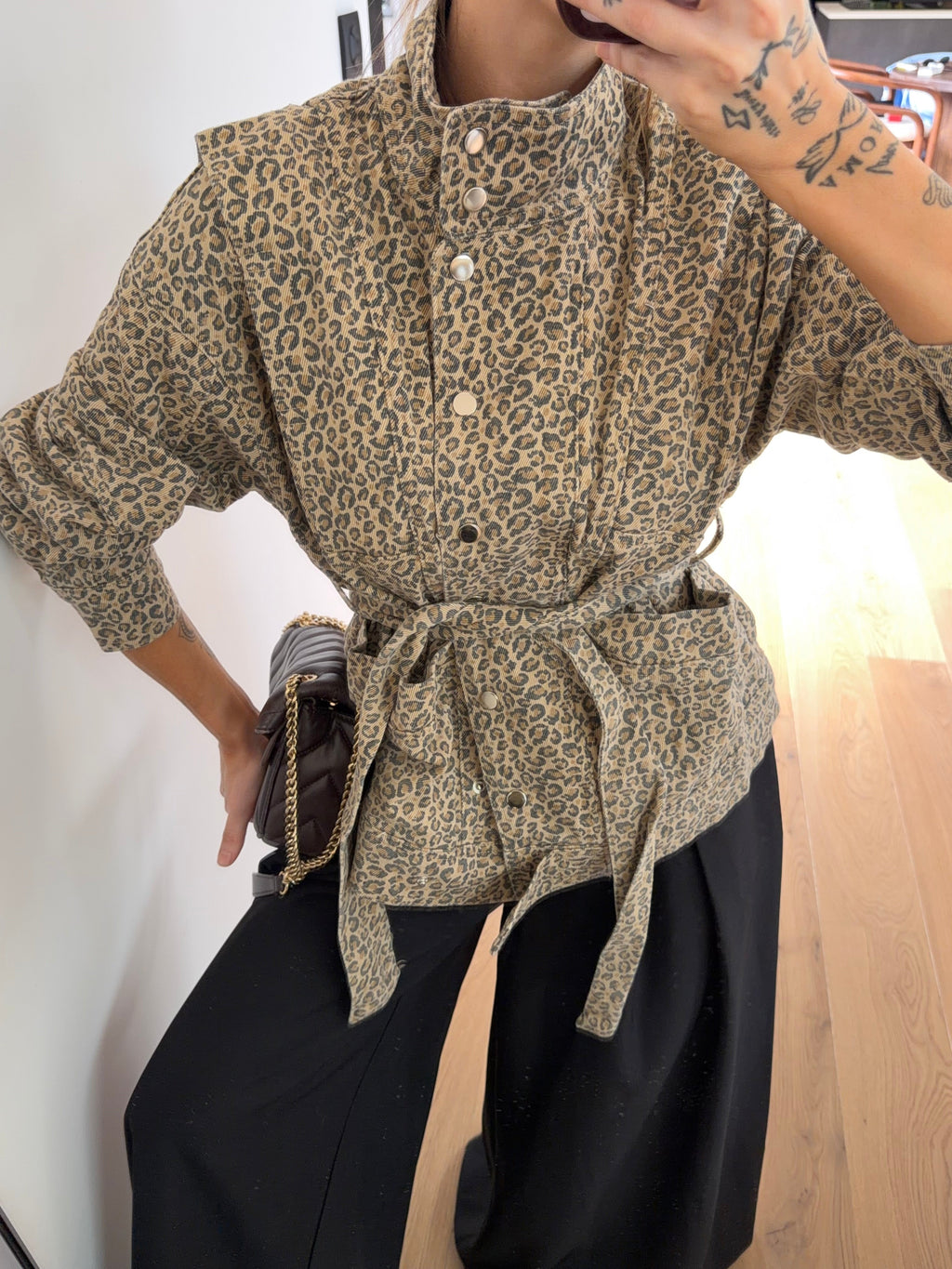 Veste en jean - léopard clair