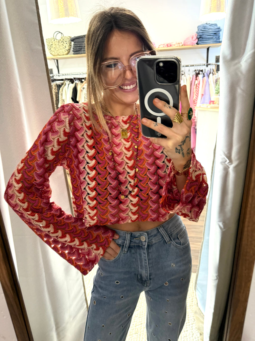 Haut en crochet - summer rosy