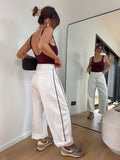Jeans blanc à couture choco