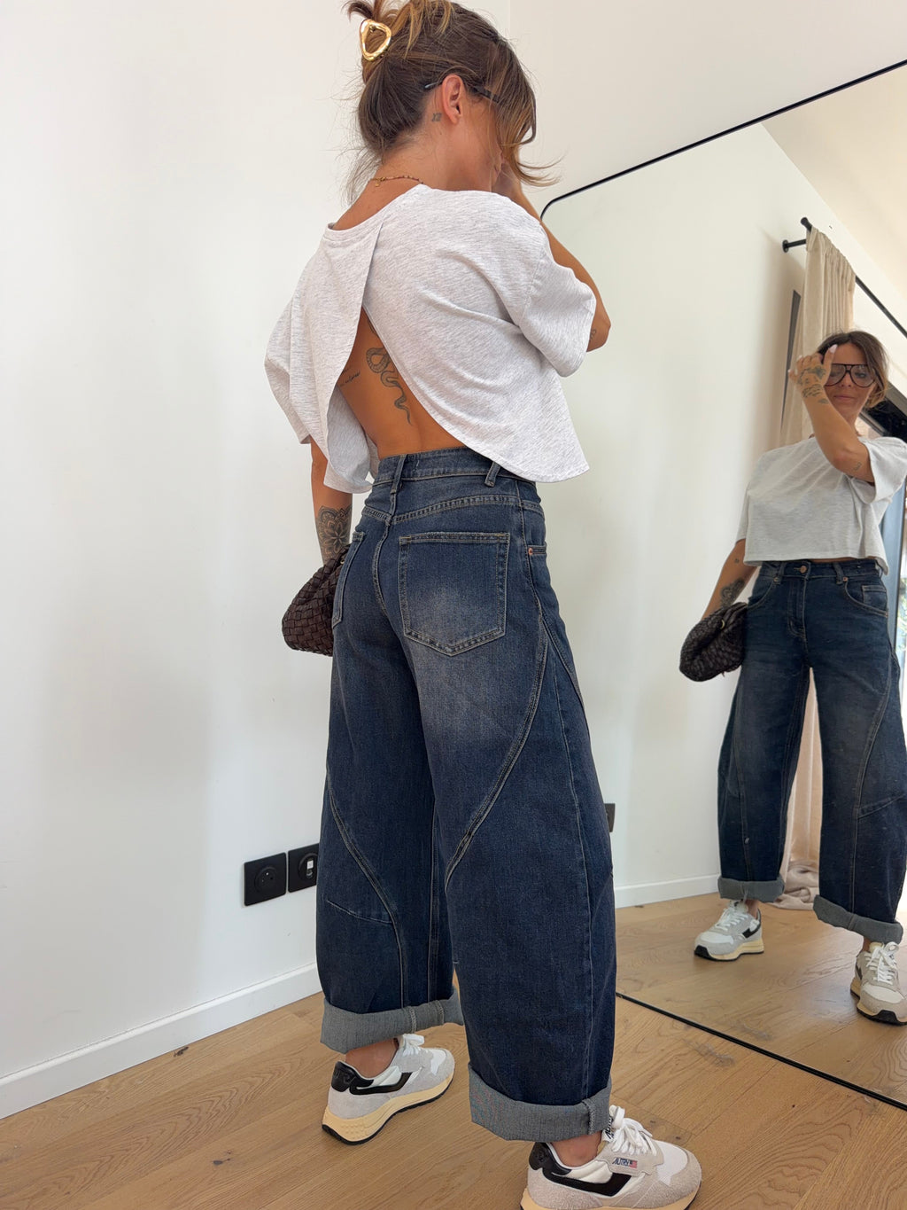 Jeans ballon - bleu brut