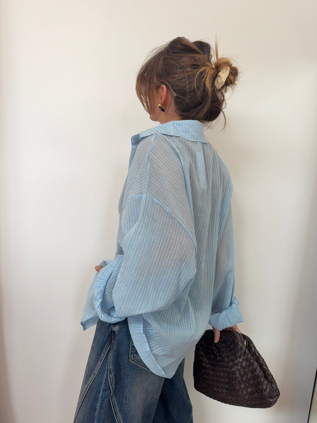 Chemise oversize rayée - bleu clair