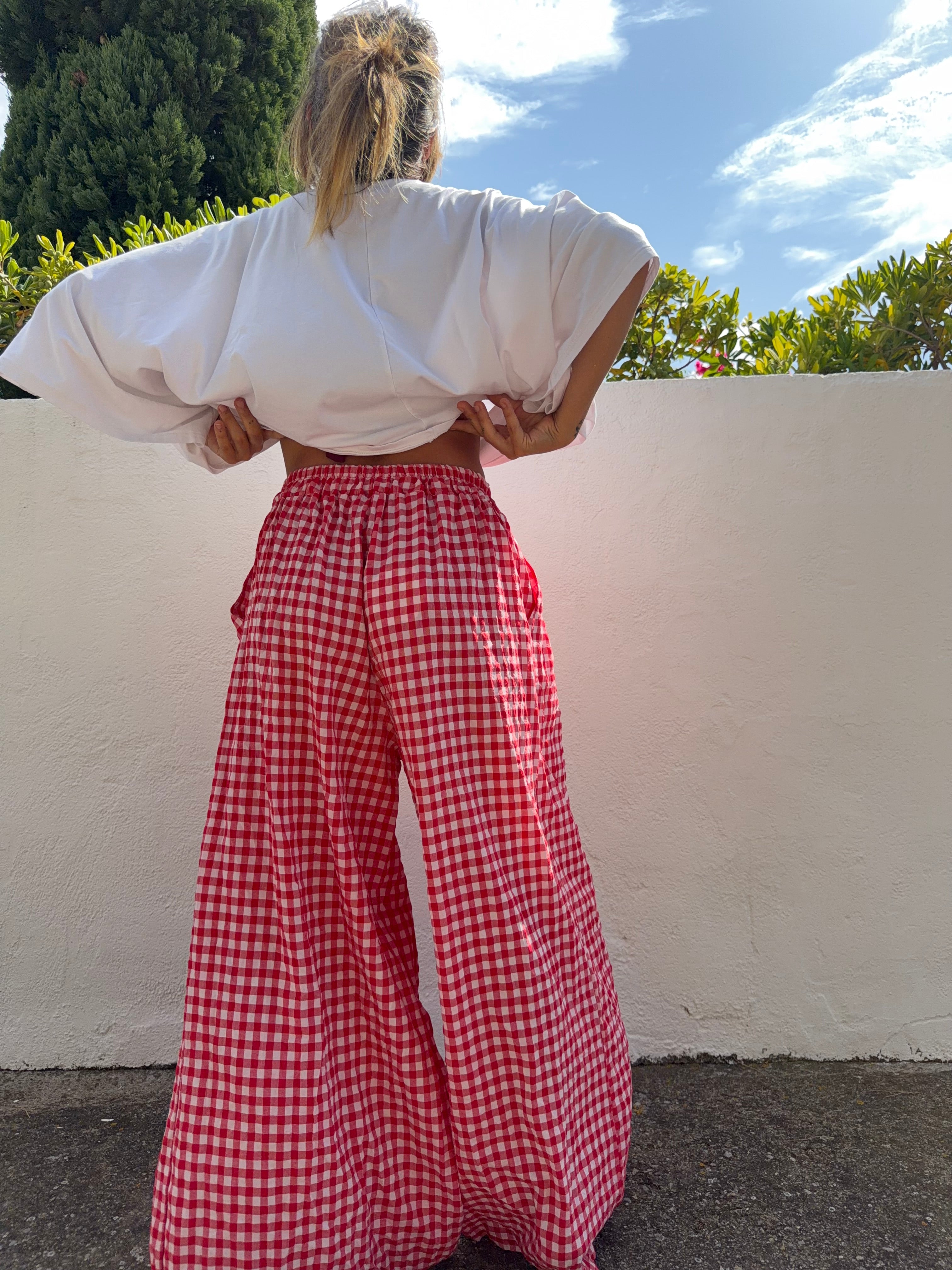 Pantalon à carreaux - rouge