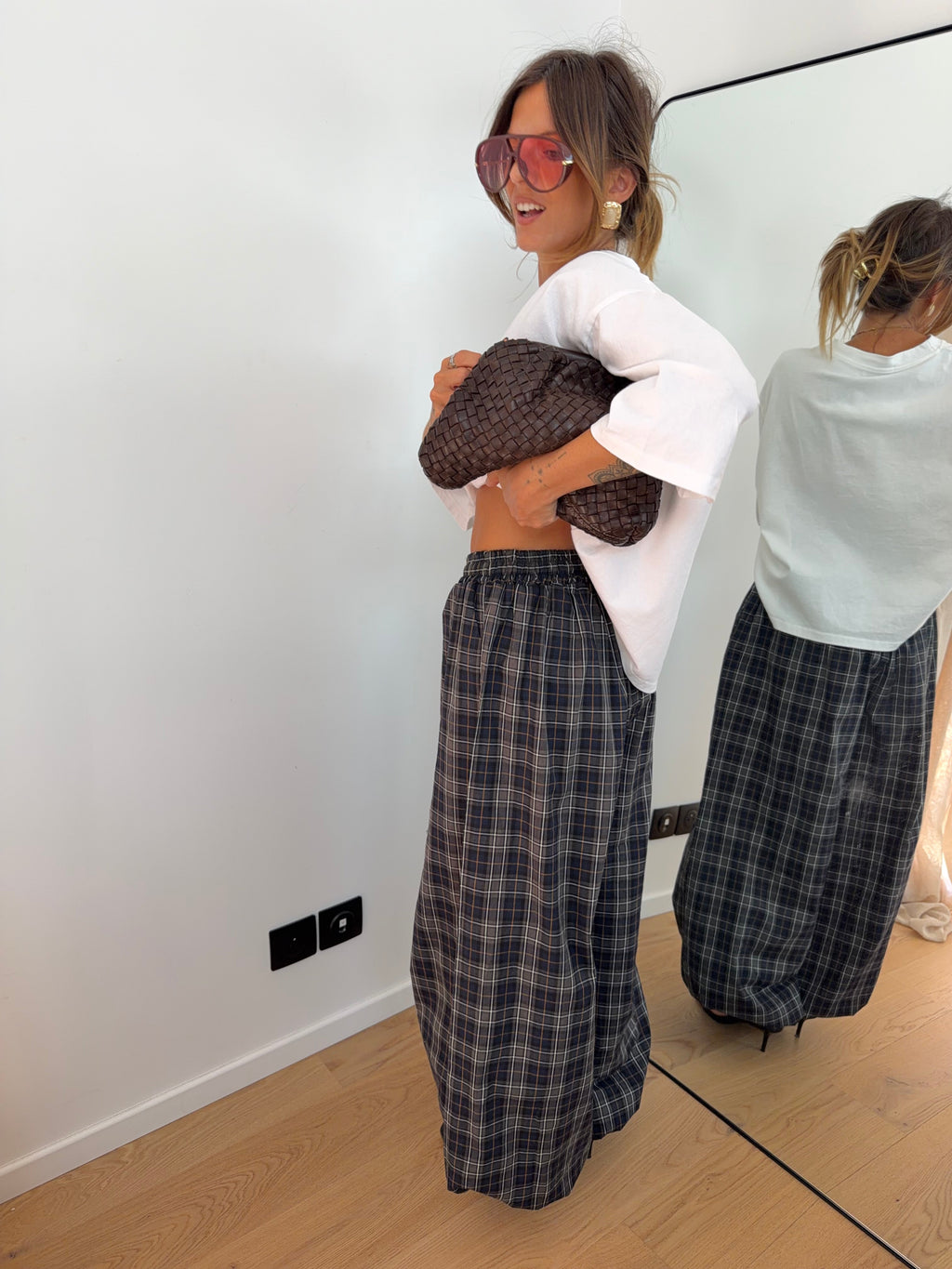Pantalon à carreaux - kaki
