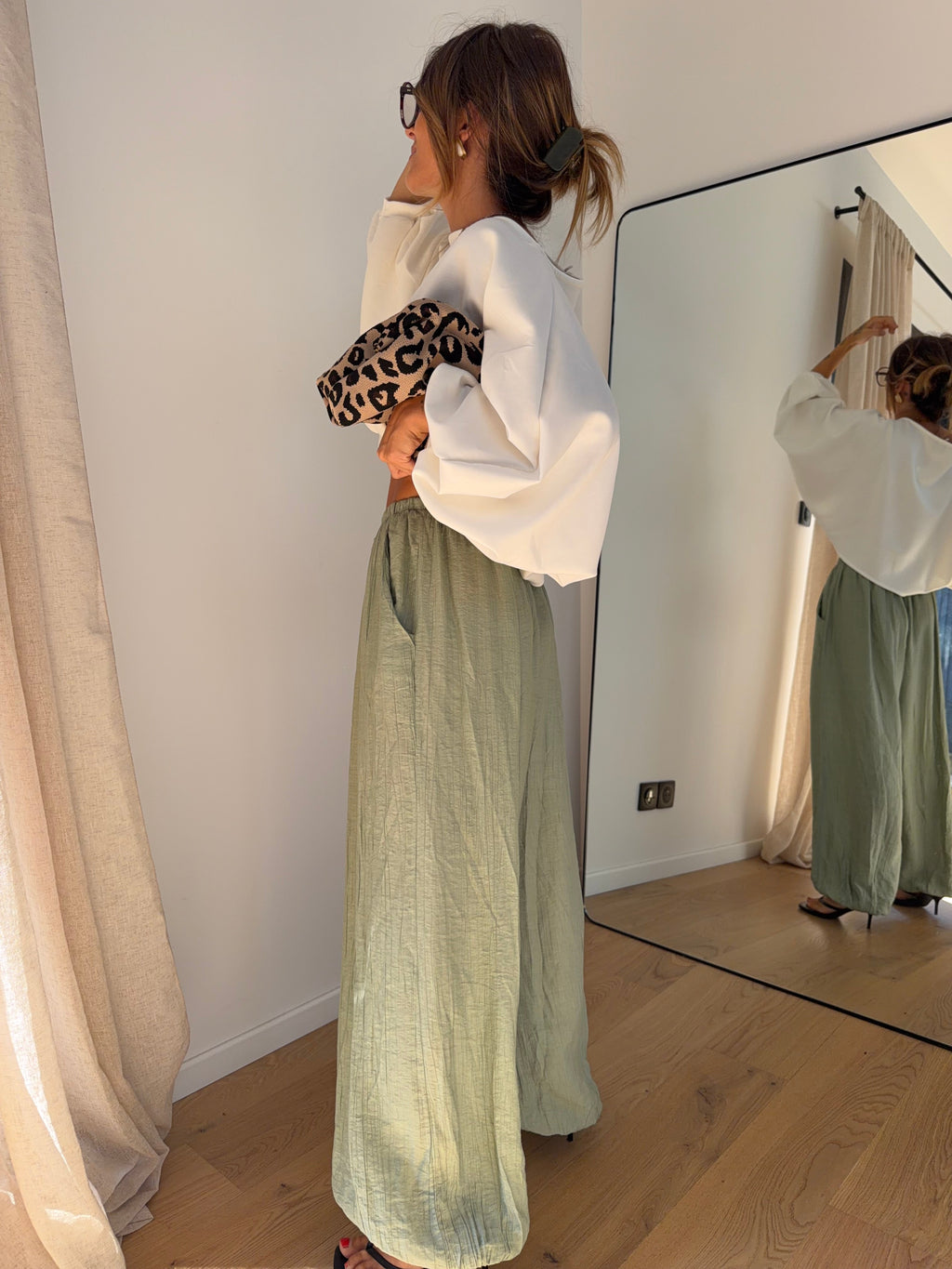 Pantalon en viscose - vert d'eau
