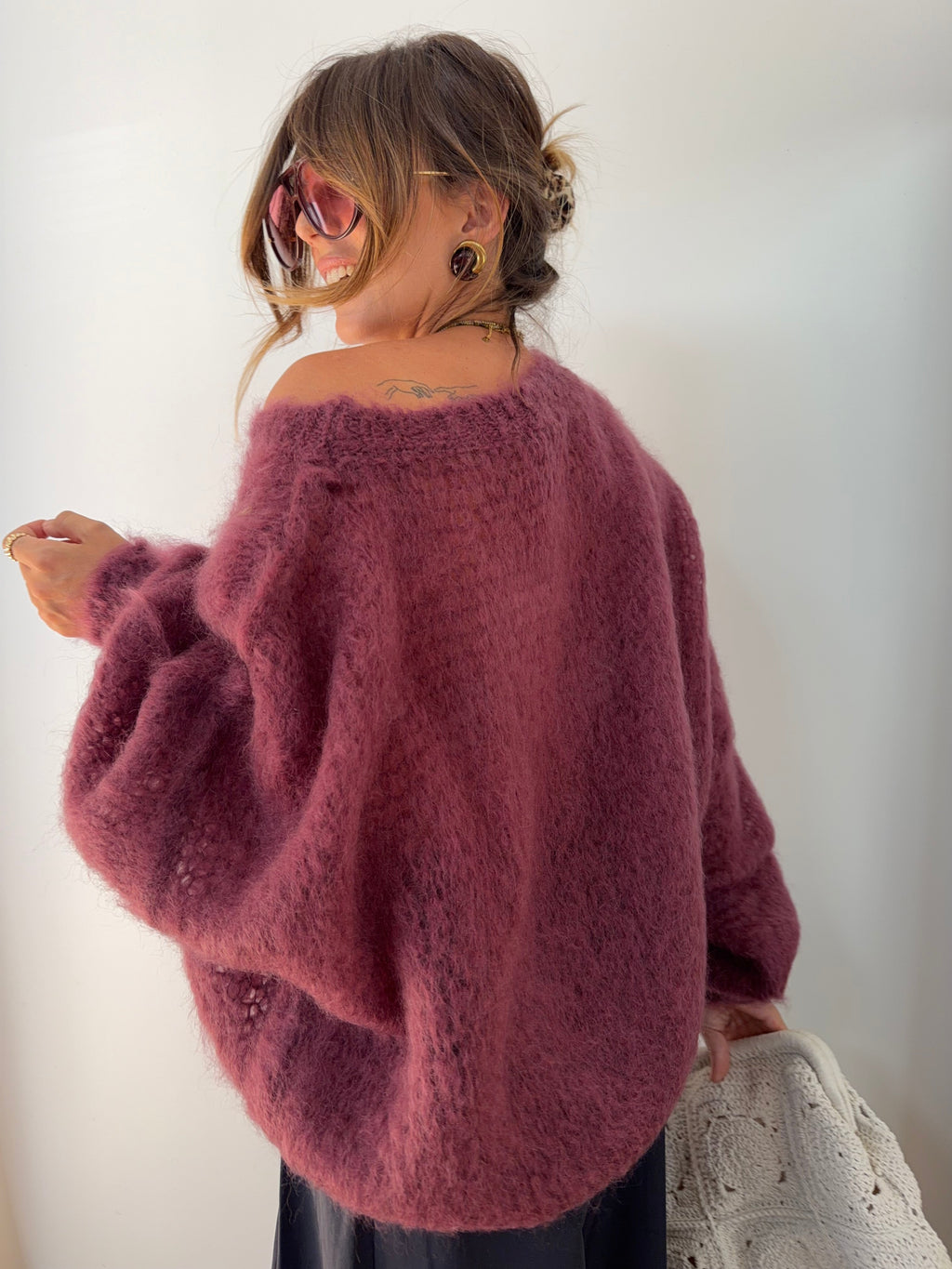 Pull 80% Mohair - vino (pré commande)
