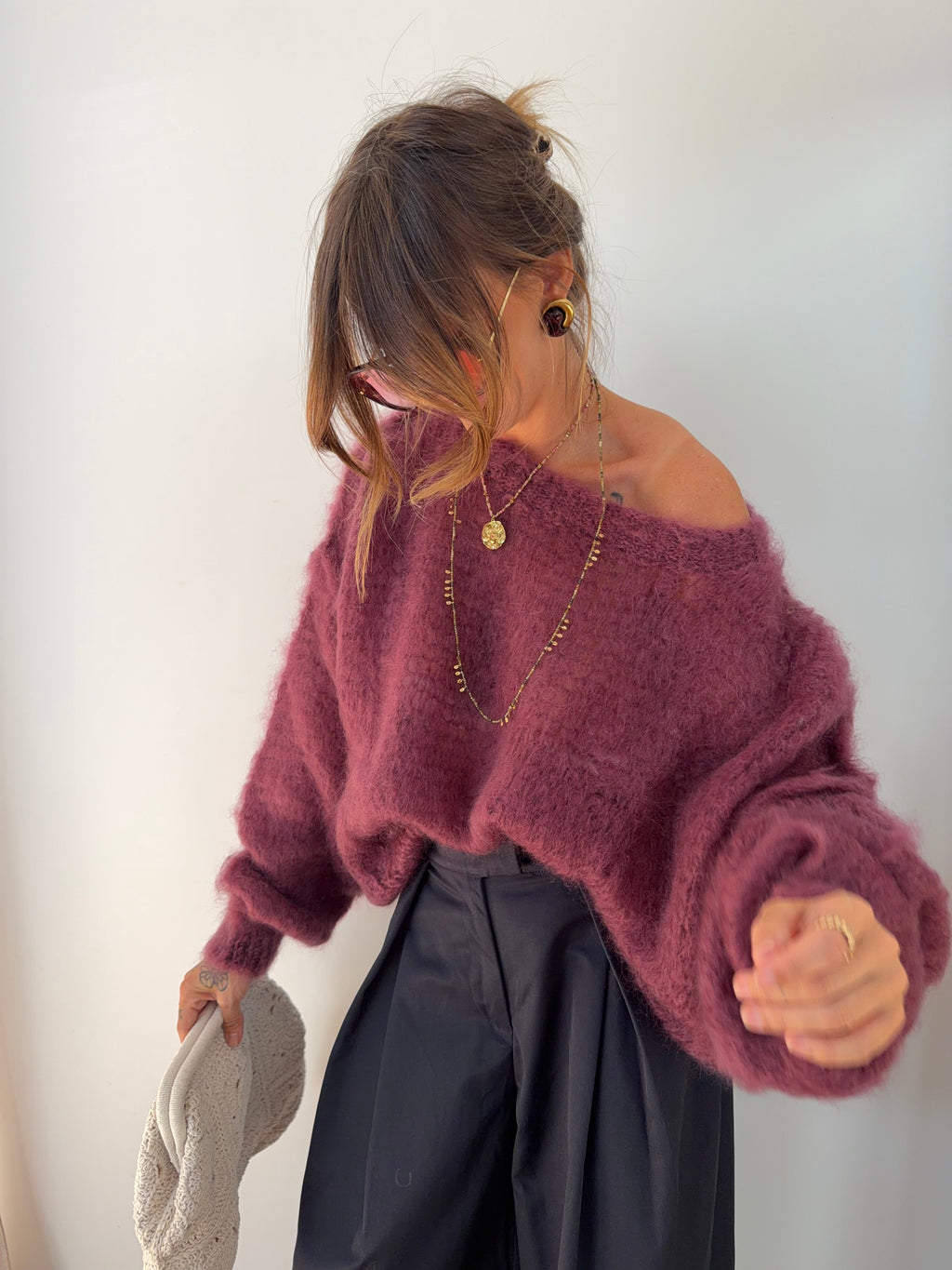 Pull 80% Mohair - vino (pré commande)