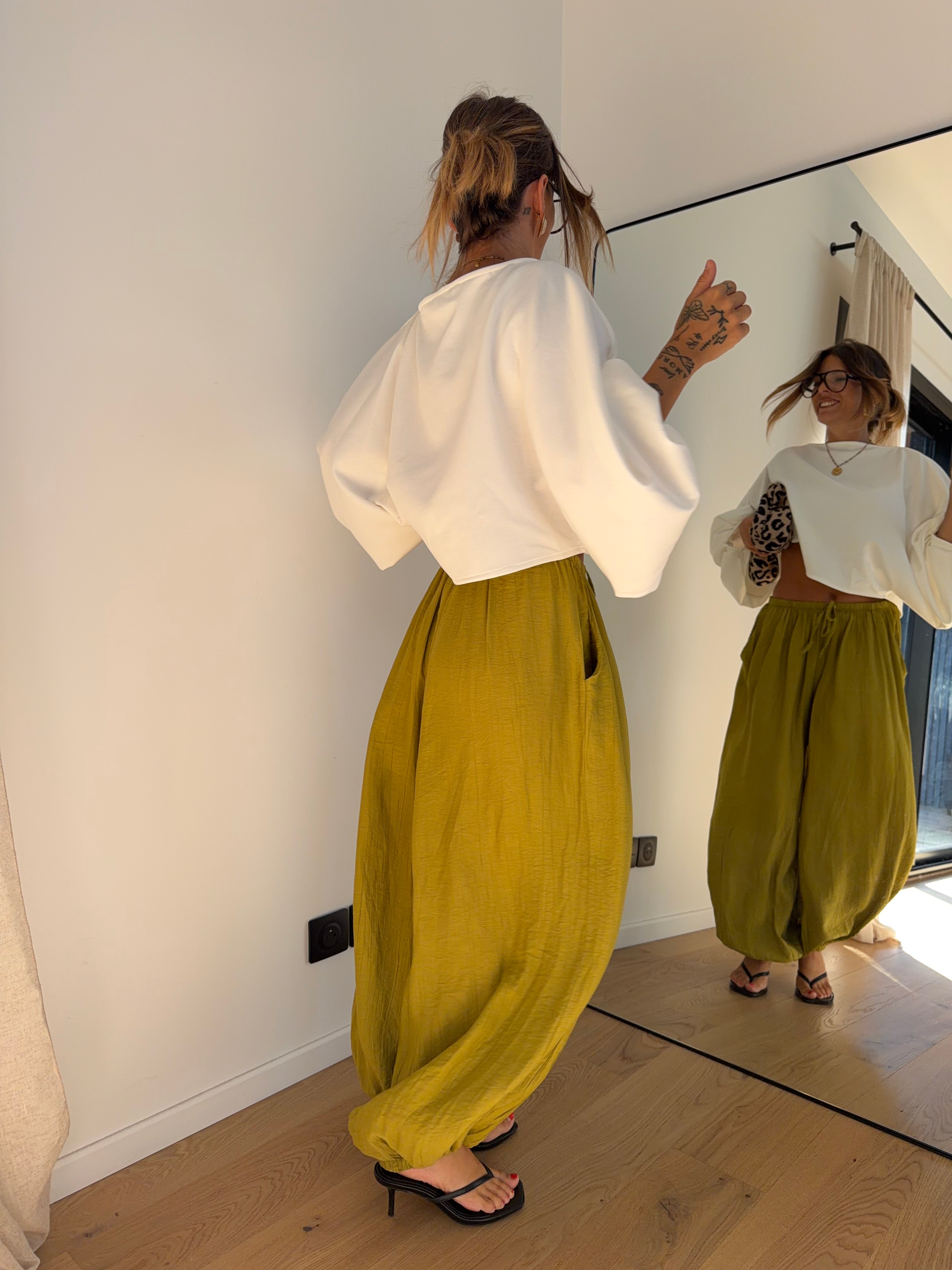 Pantalon en viscose - vert anis