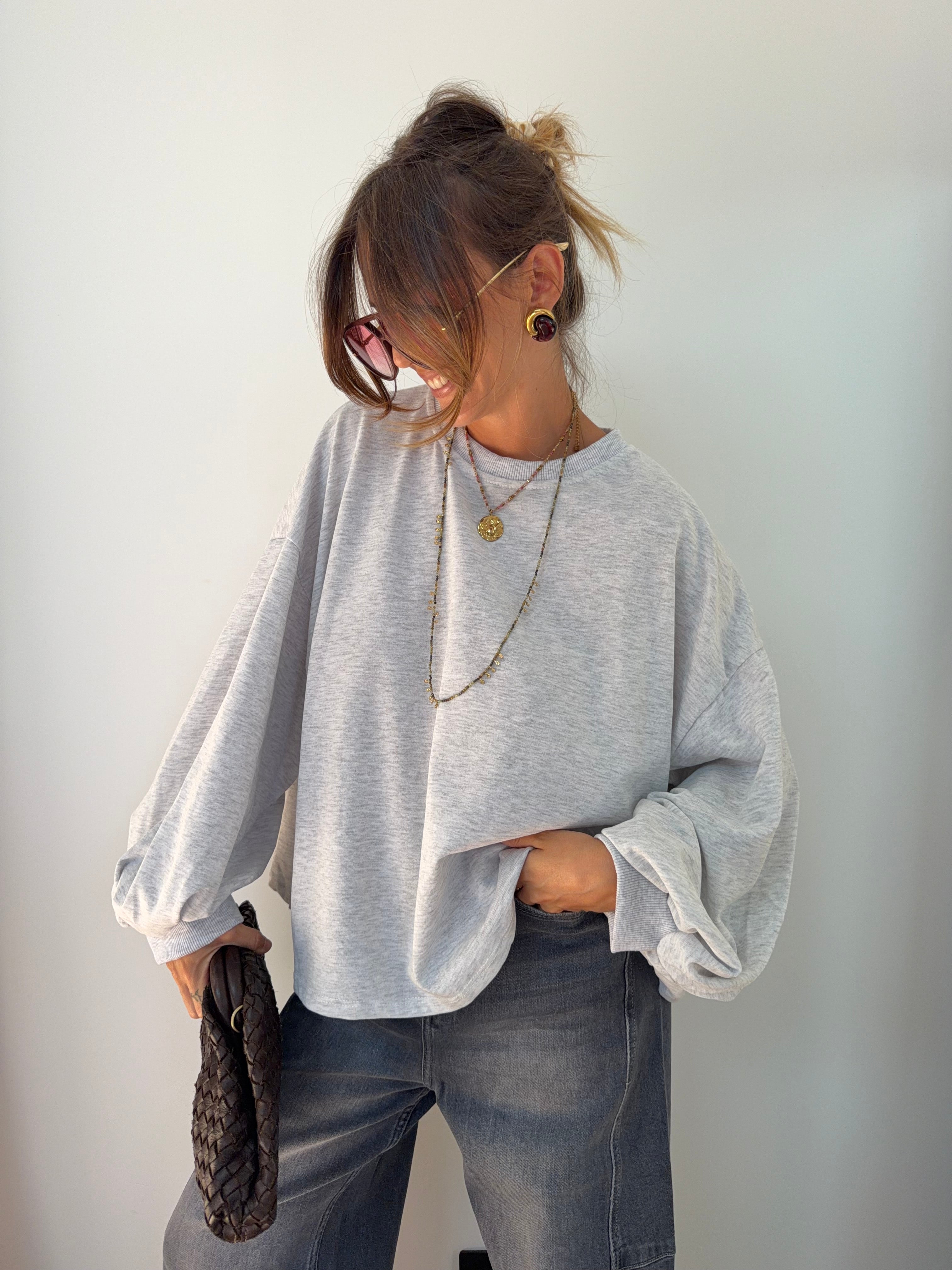 T-shirt long Mia - gris chiné