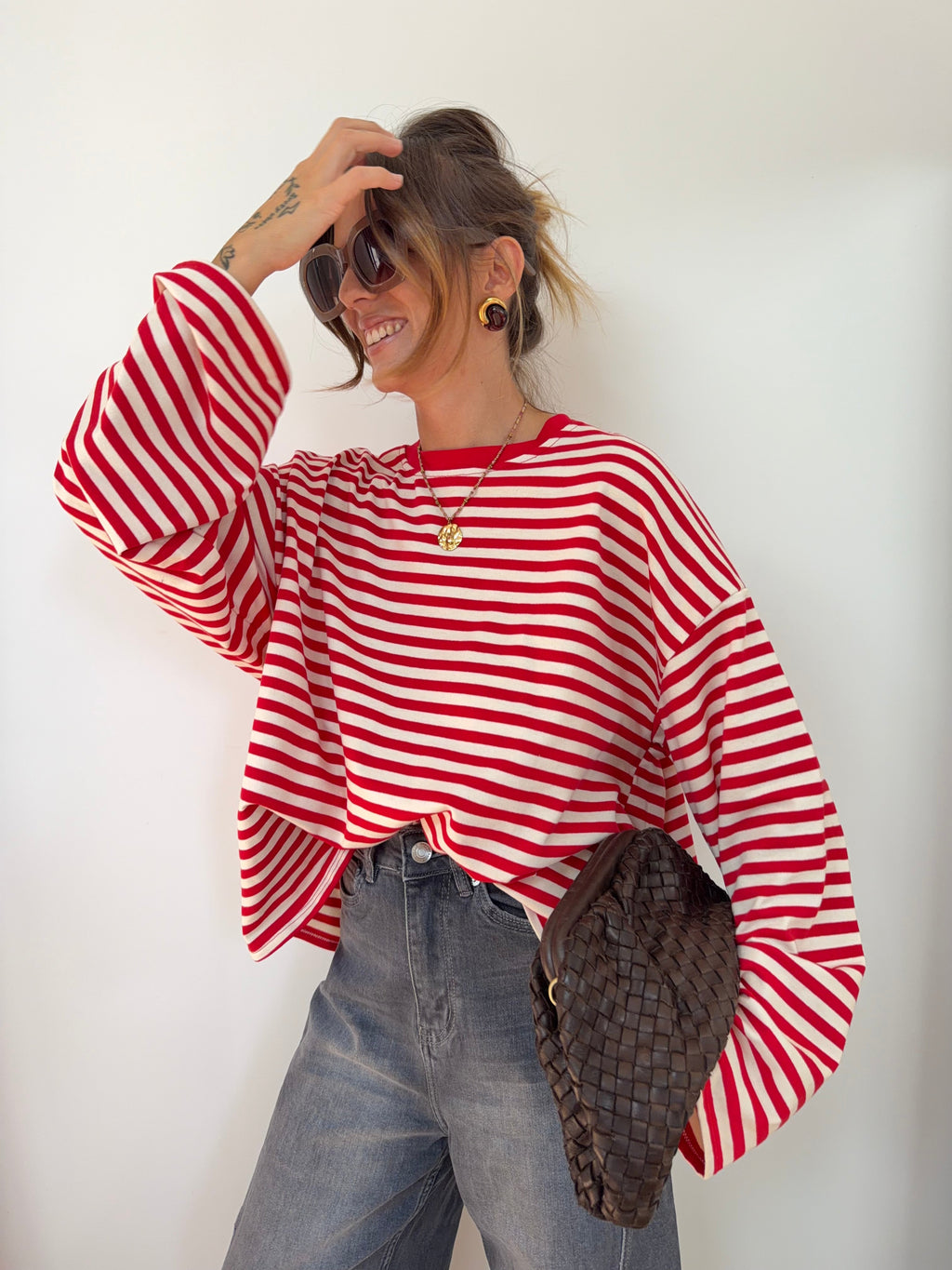 Sweat marinière rouge