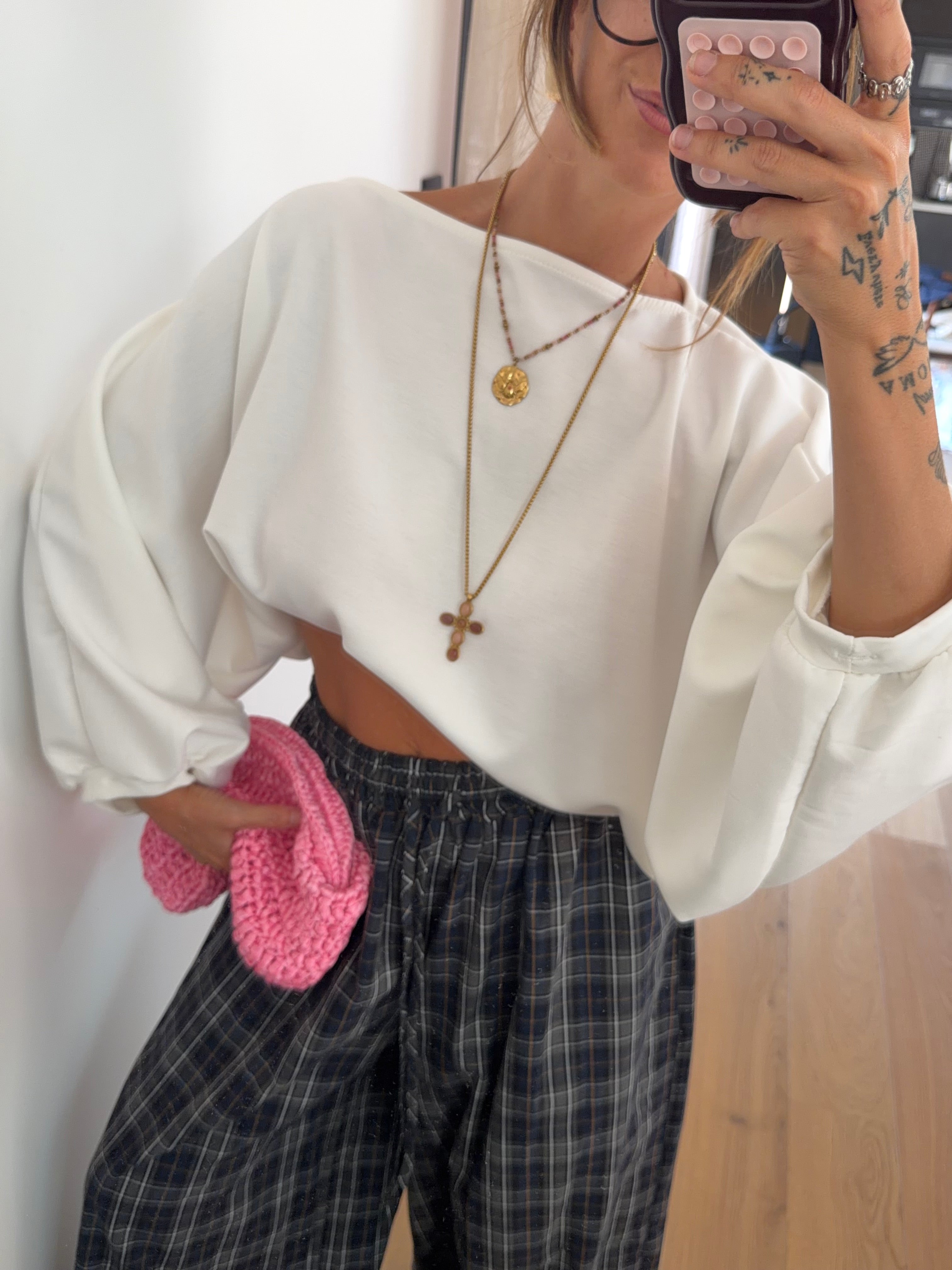 Haut court manches bouffantes - blanc