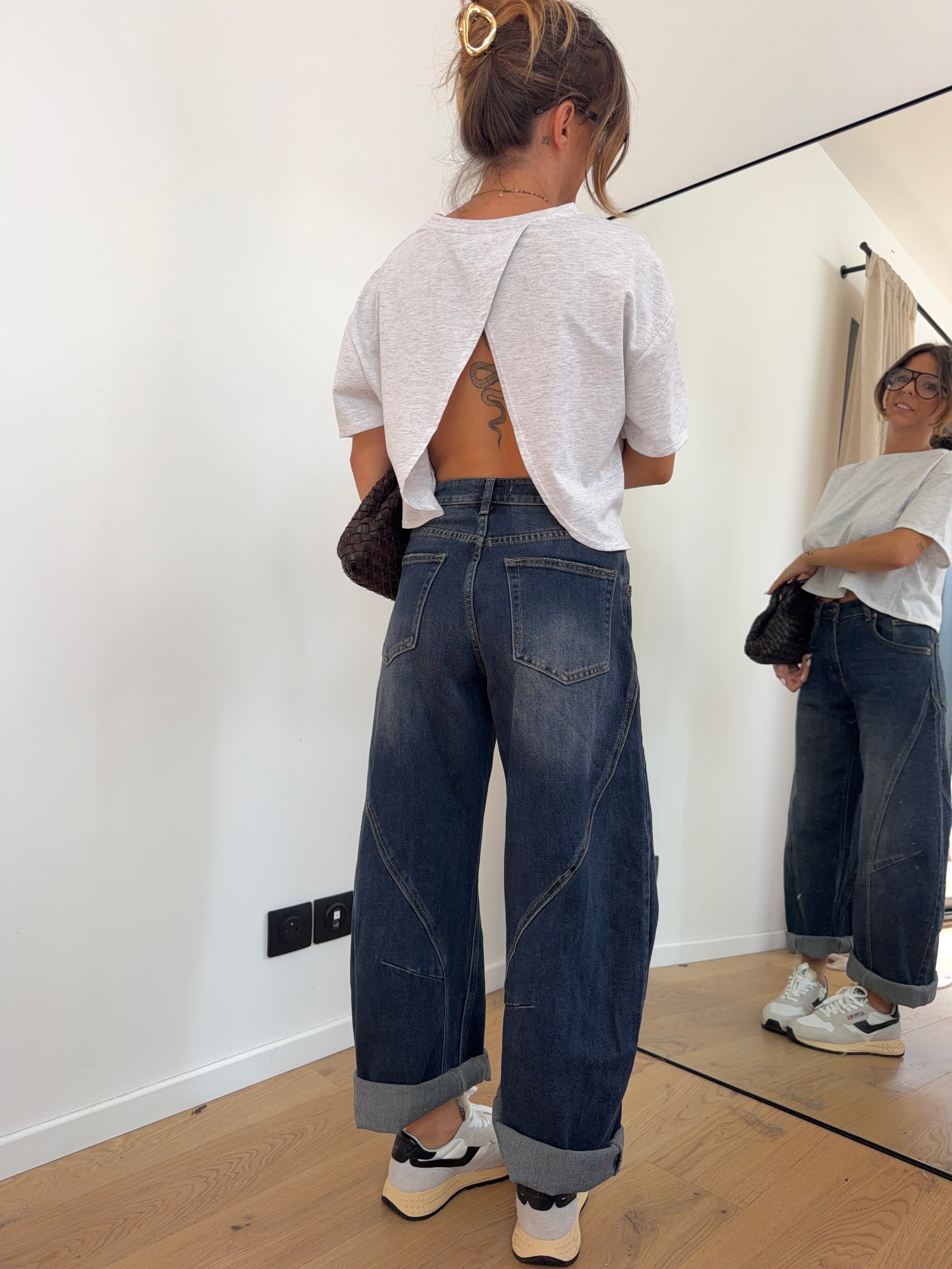 Jeans ballon - bleu brut