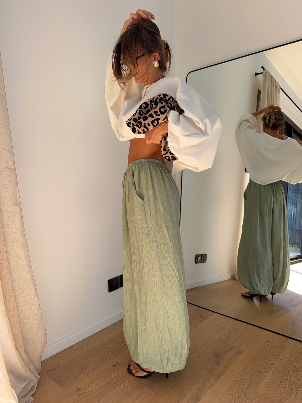 Pantalon en viscose - vert d'eau