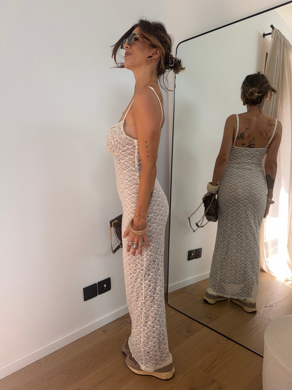 Robe longue en dentelle