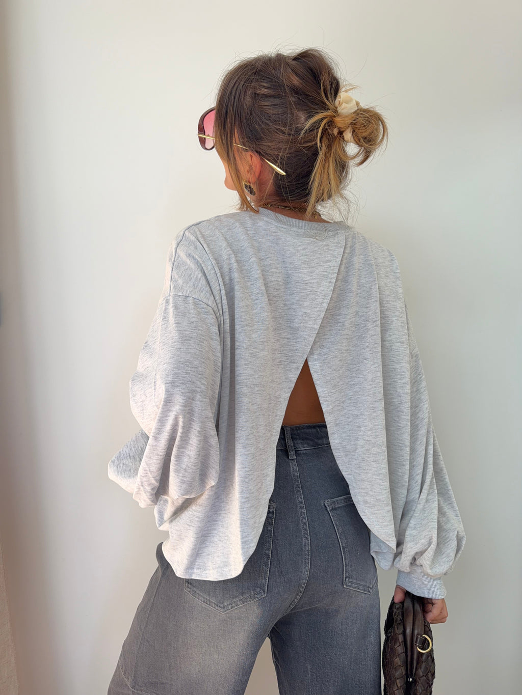 T-shirt long Mia - gris chiné