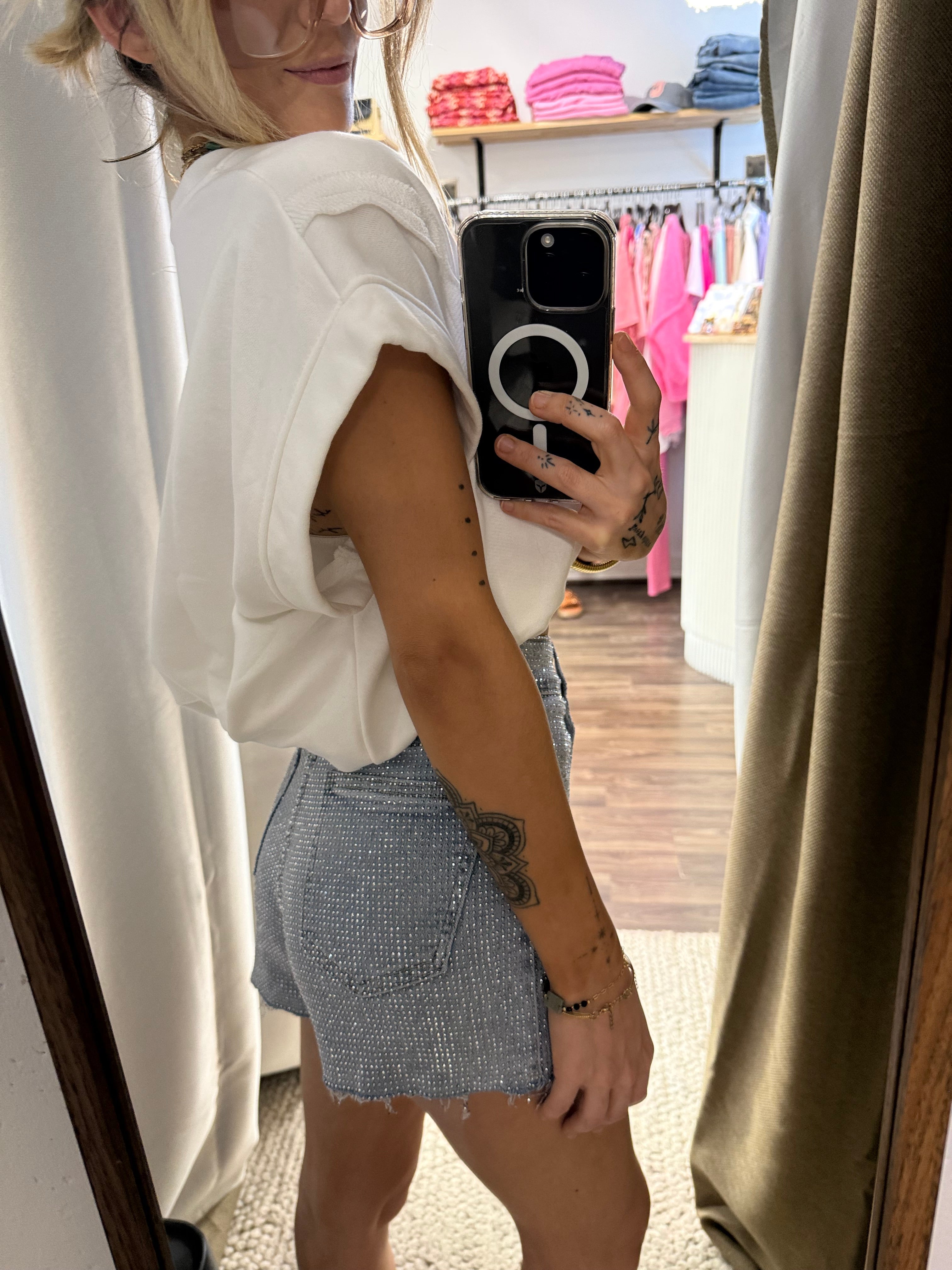 Short à strass - bleu clair