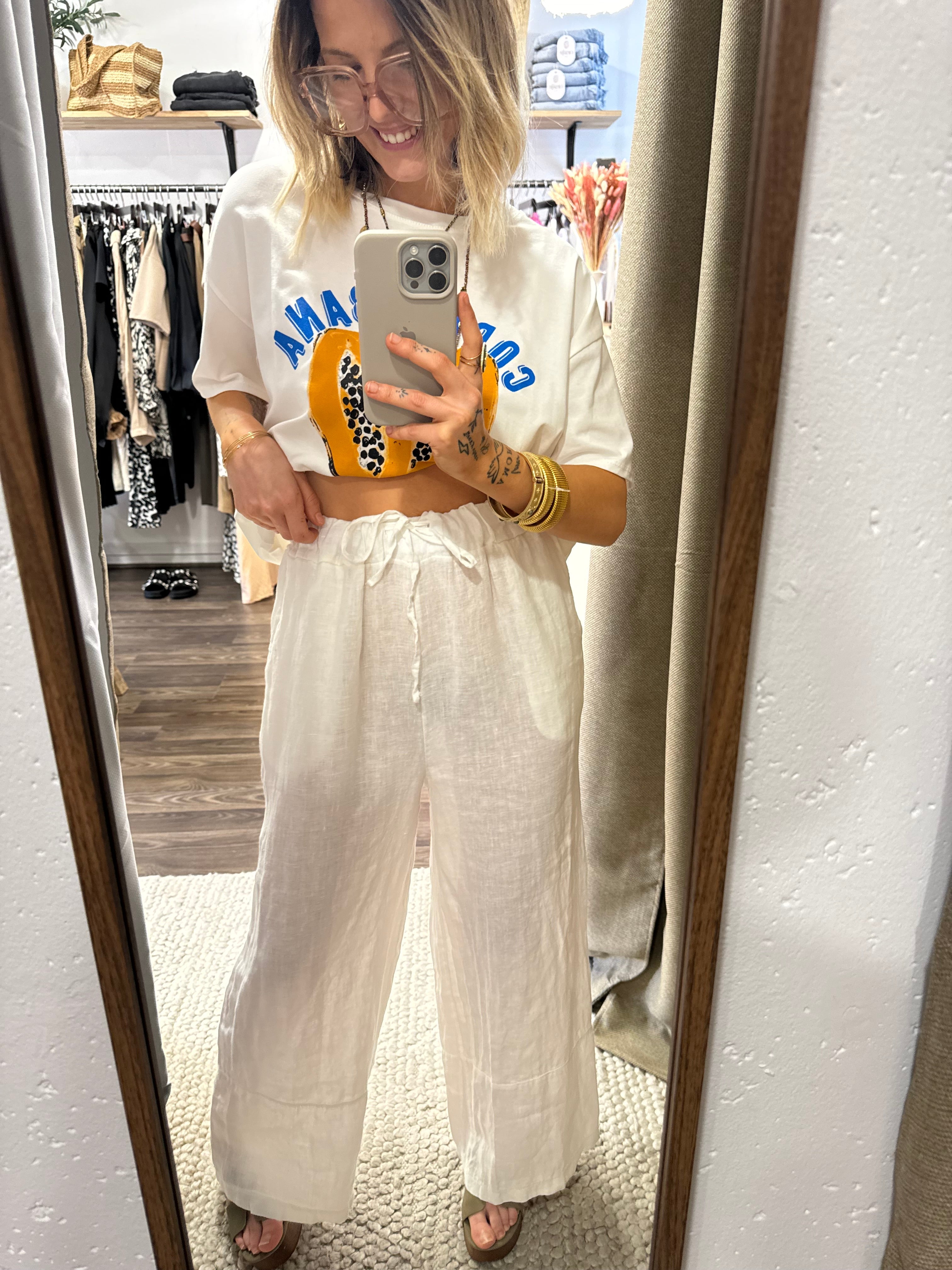 Pantalon en lin - blanc