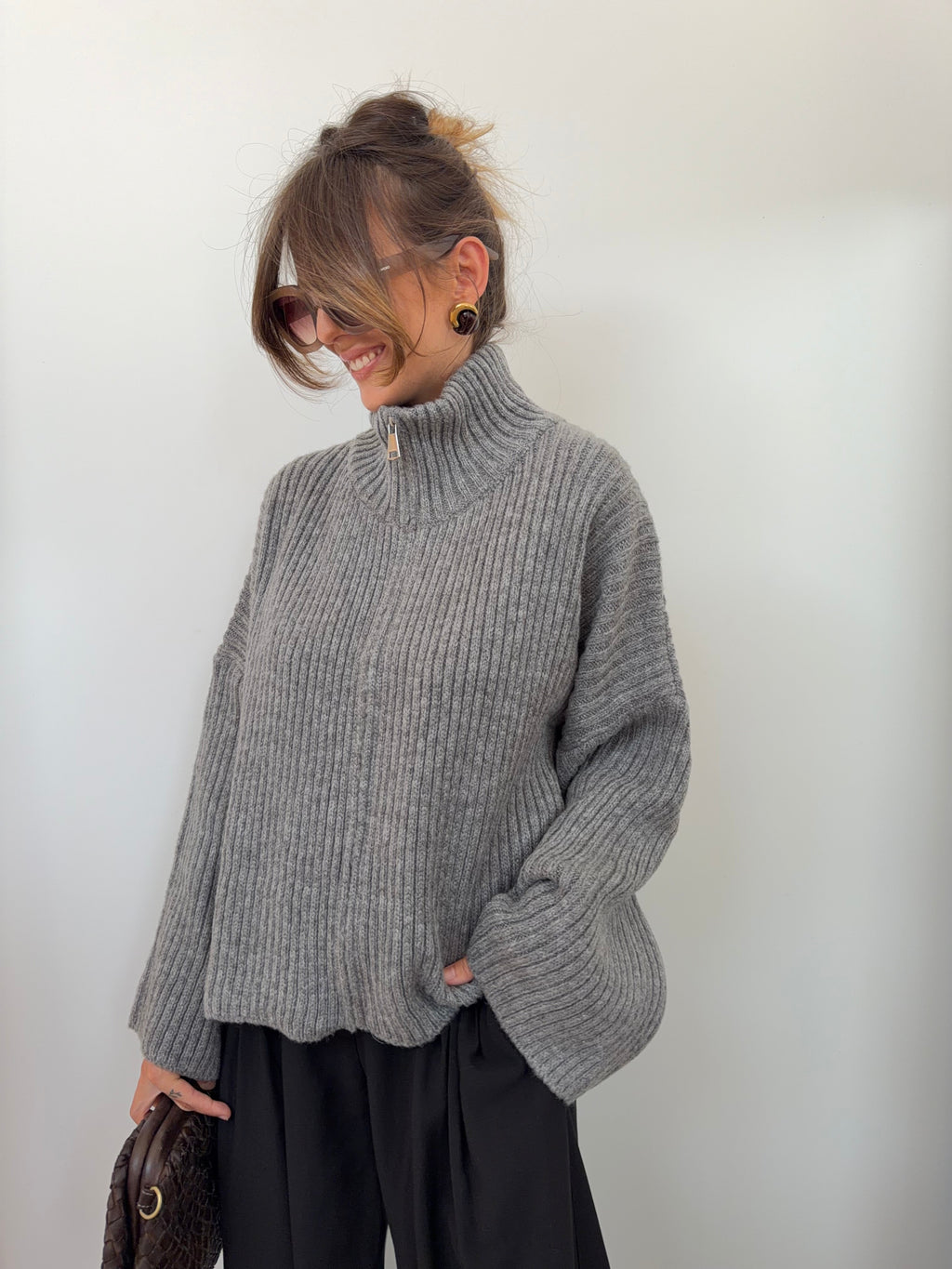 Veste cotelée - grise