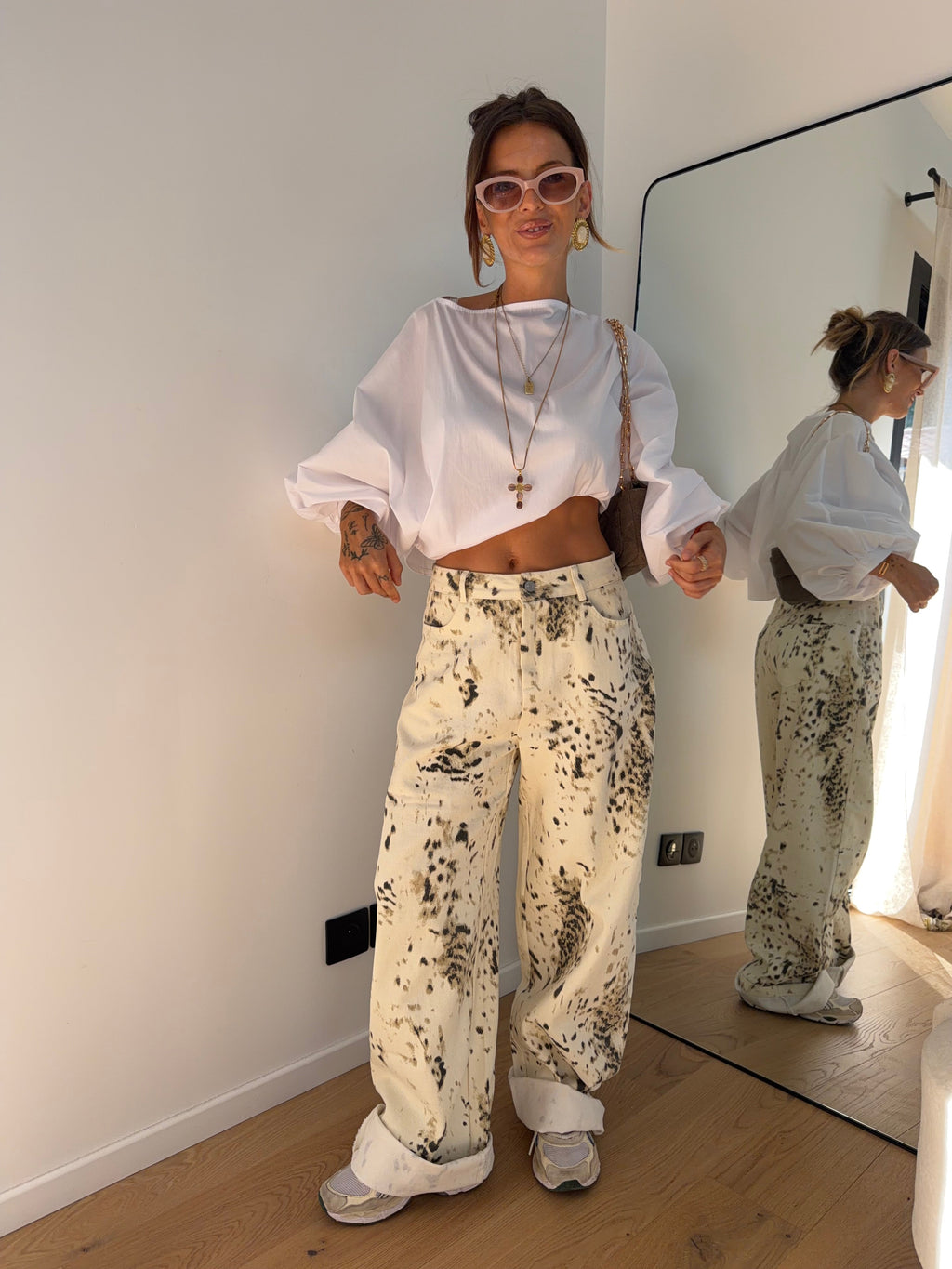 Jeans à motifs Lou - beige