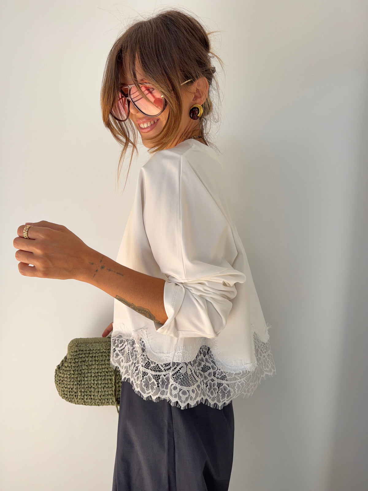 T-shirt manches longues dentelle