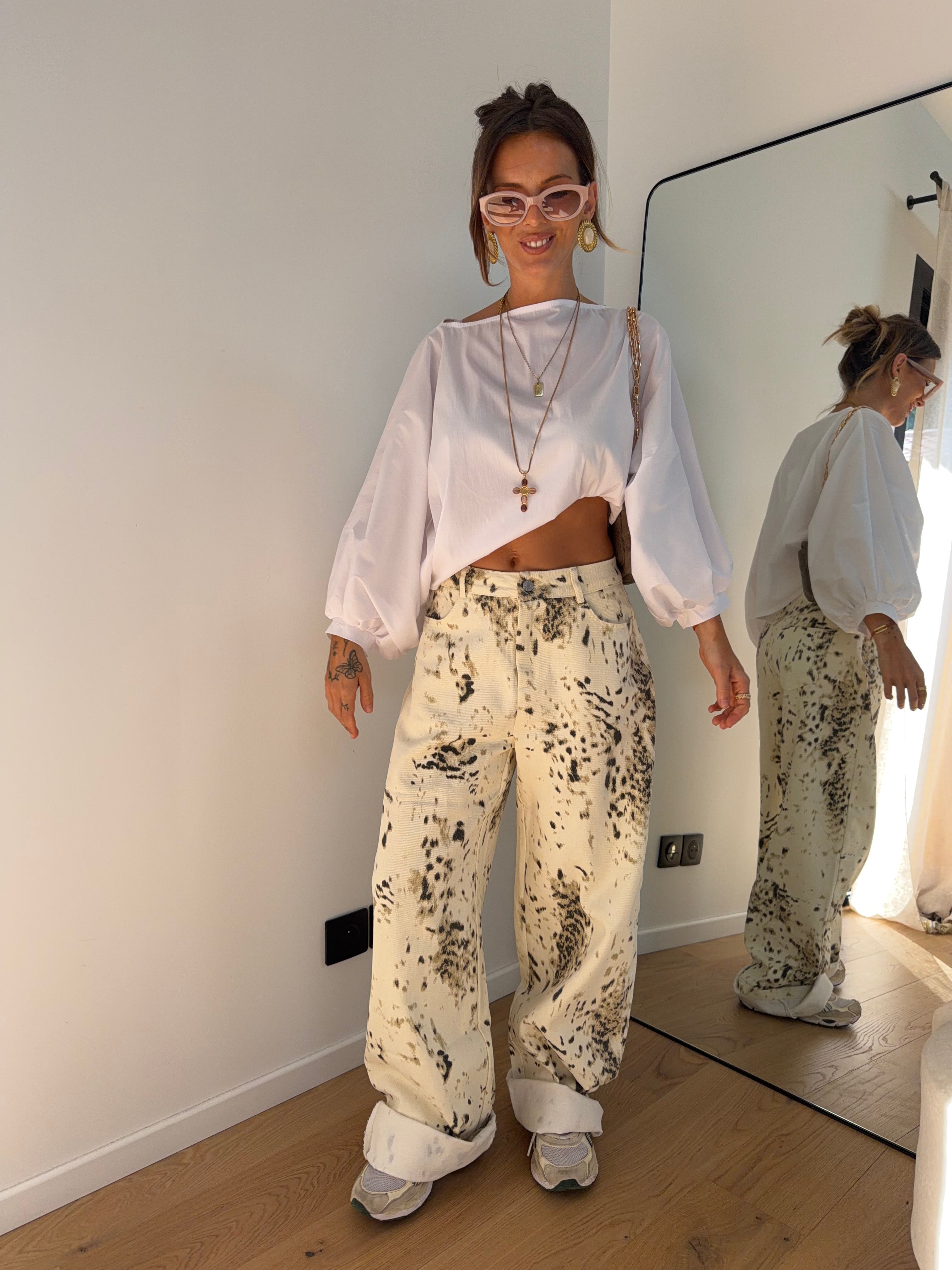 Jeans à motifs Lou - beige