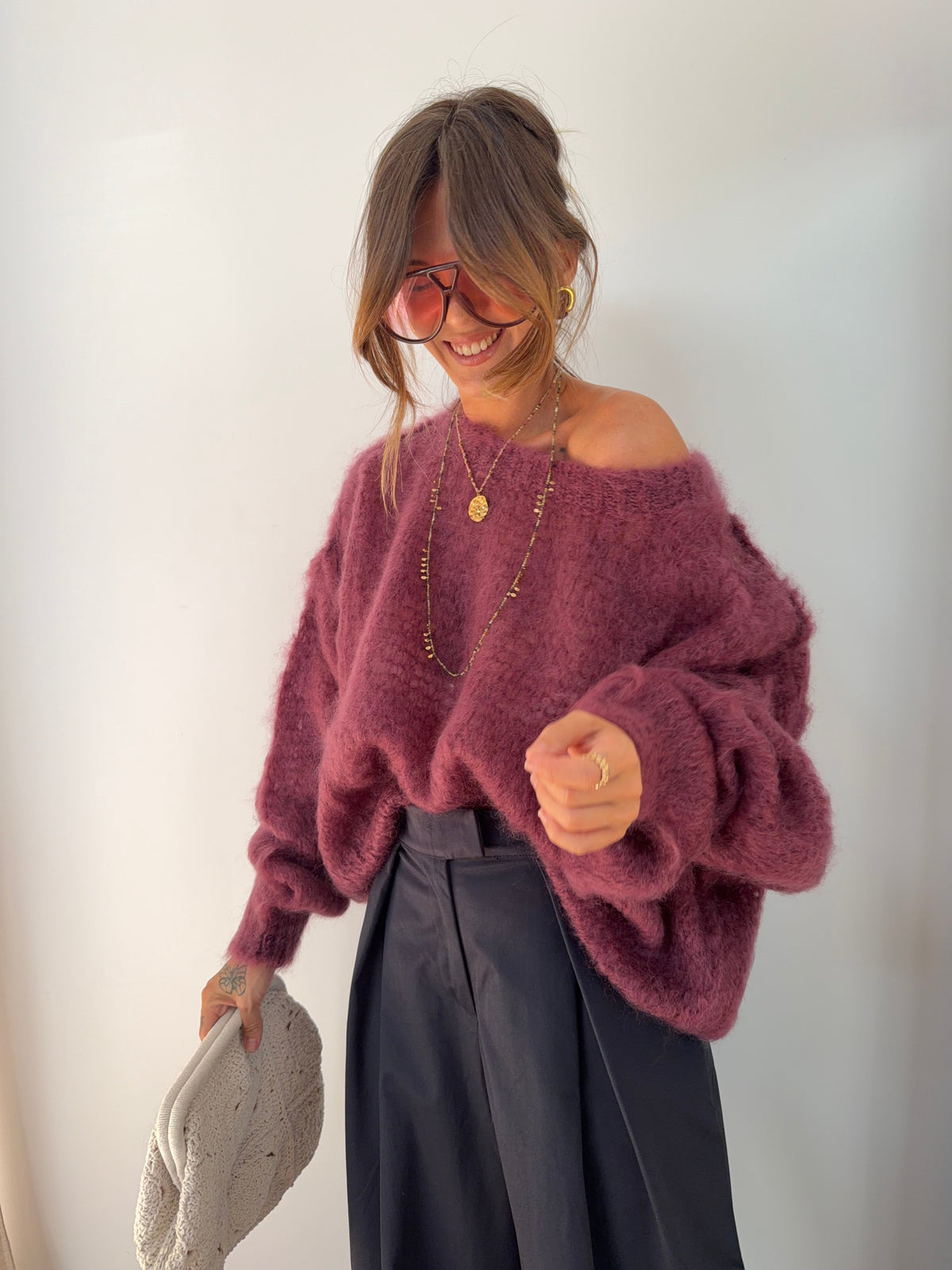 Pull 80% Mohair - vino (pré commande)