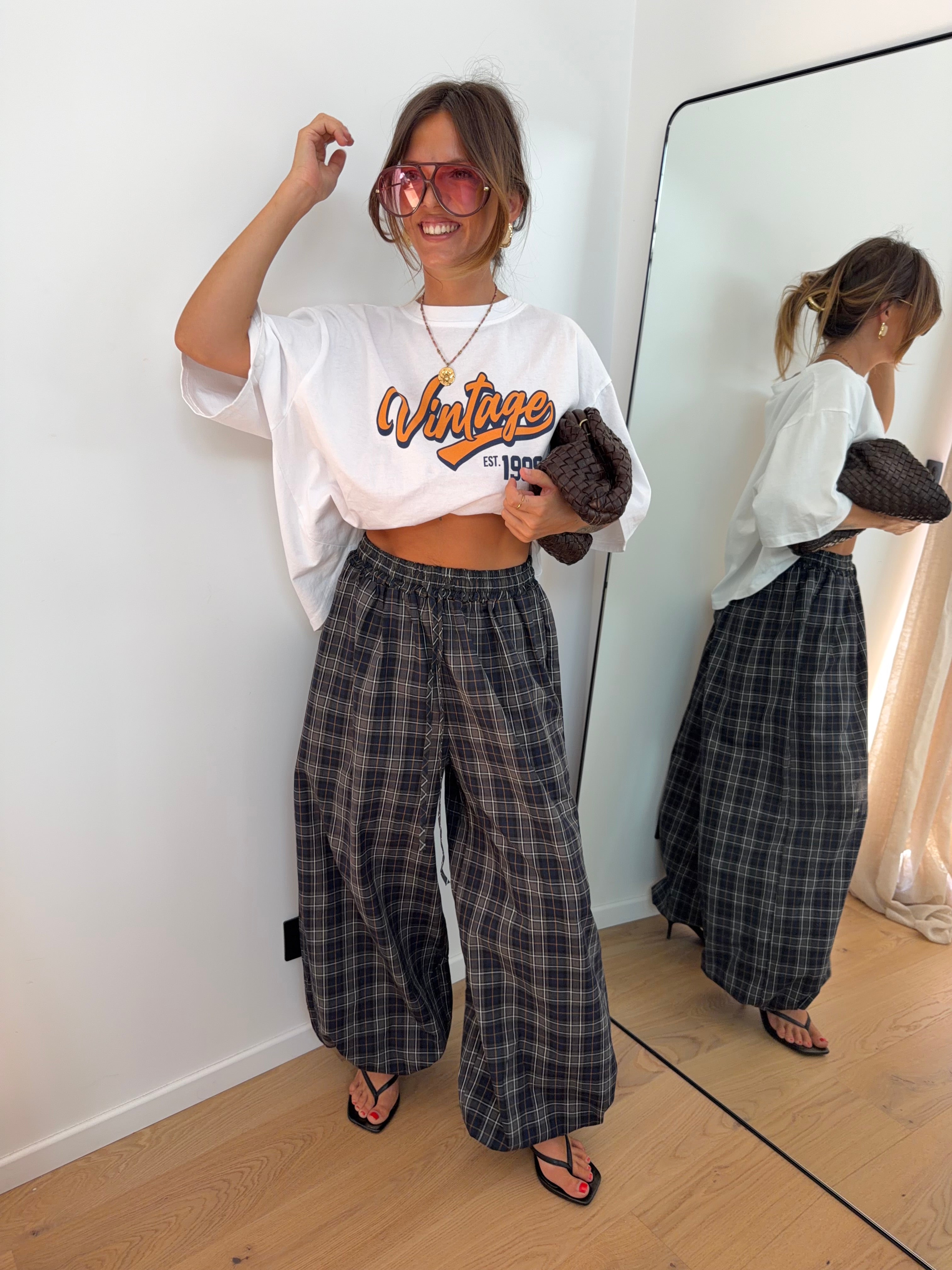 Pantalon à carreaux - kaki