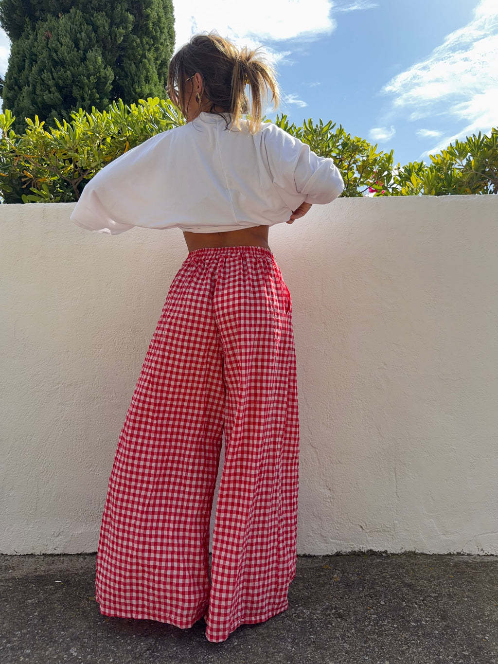 Pantalon à carreaux - rouge
