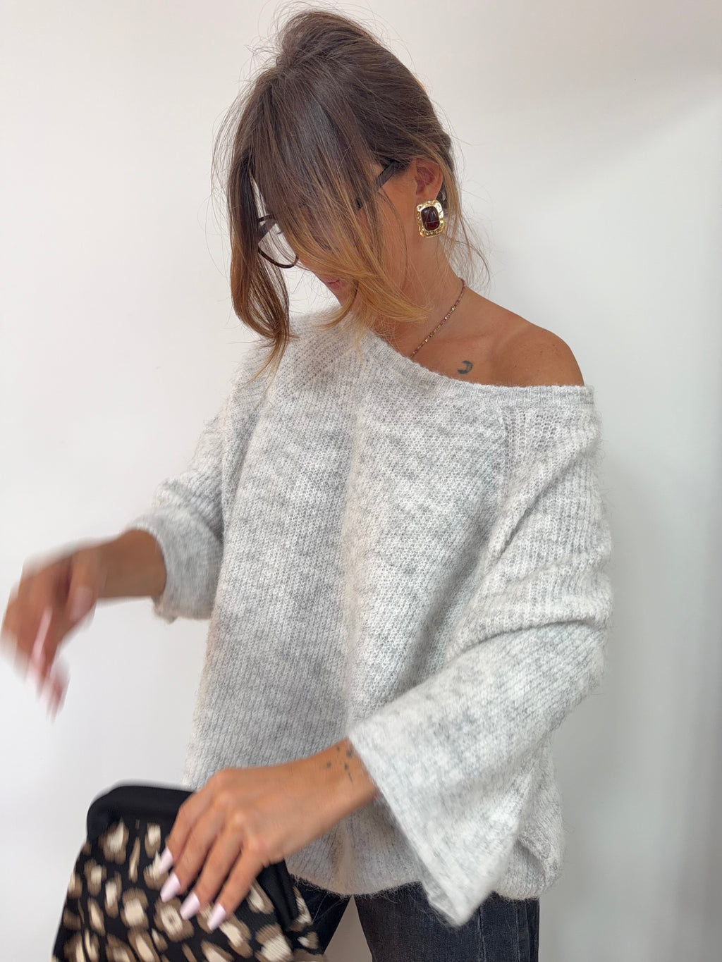 Pull manches 3/4 - gris