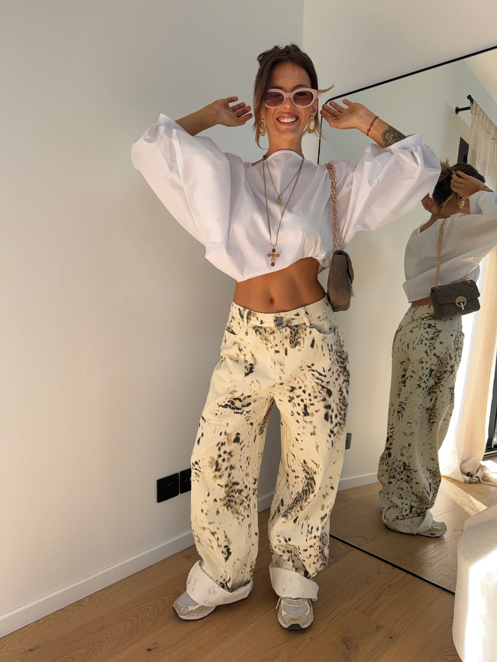 Jeans à motifs Lou - beige