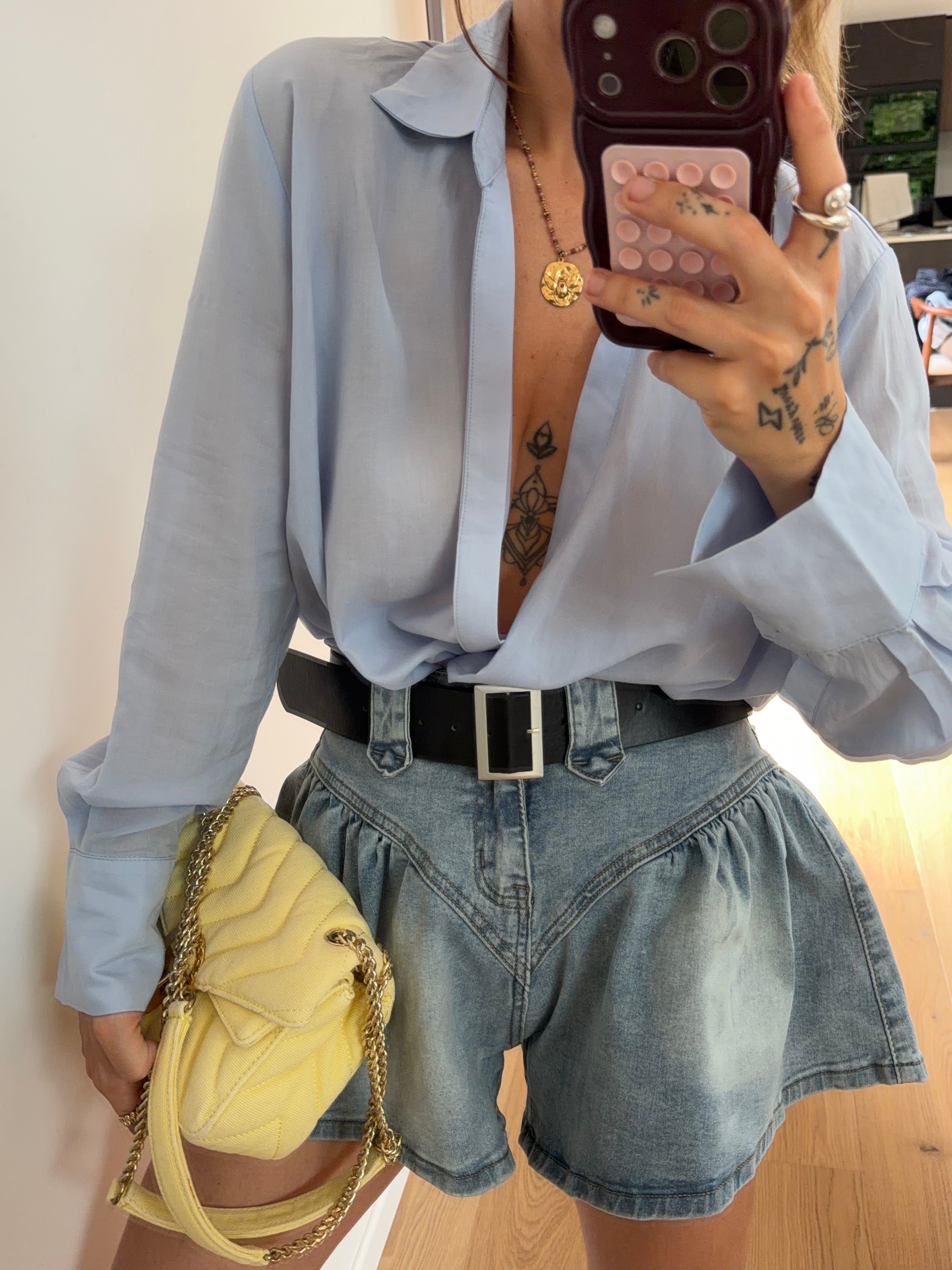 Blouse cache cœur - bleu ciel