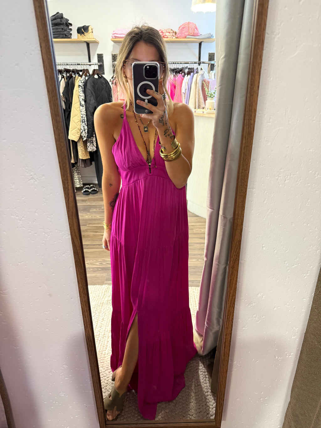 Robe dos nu - fuchsia