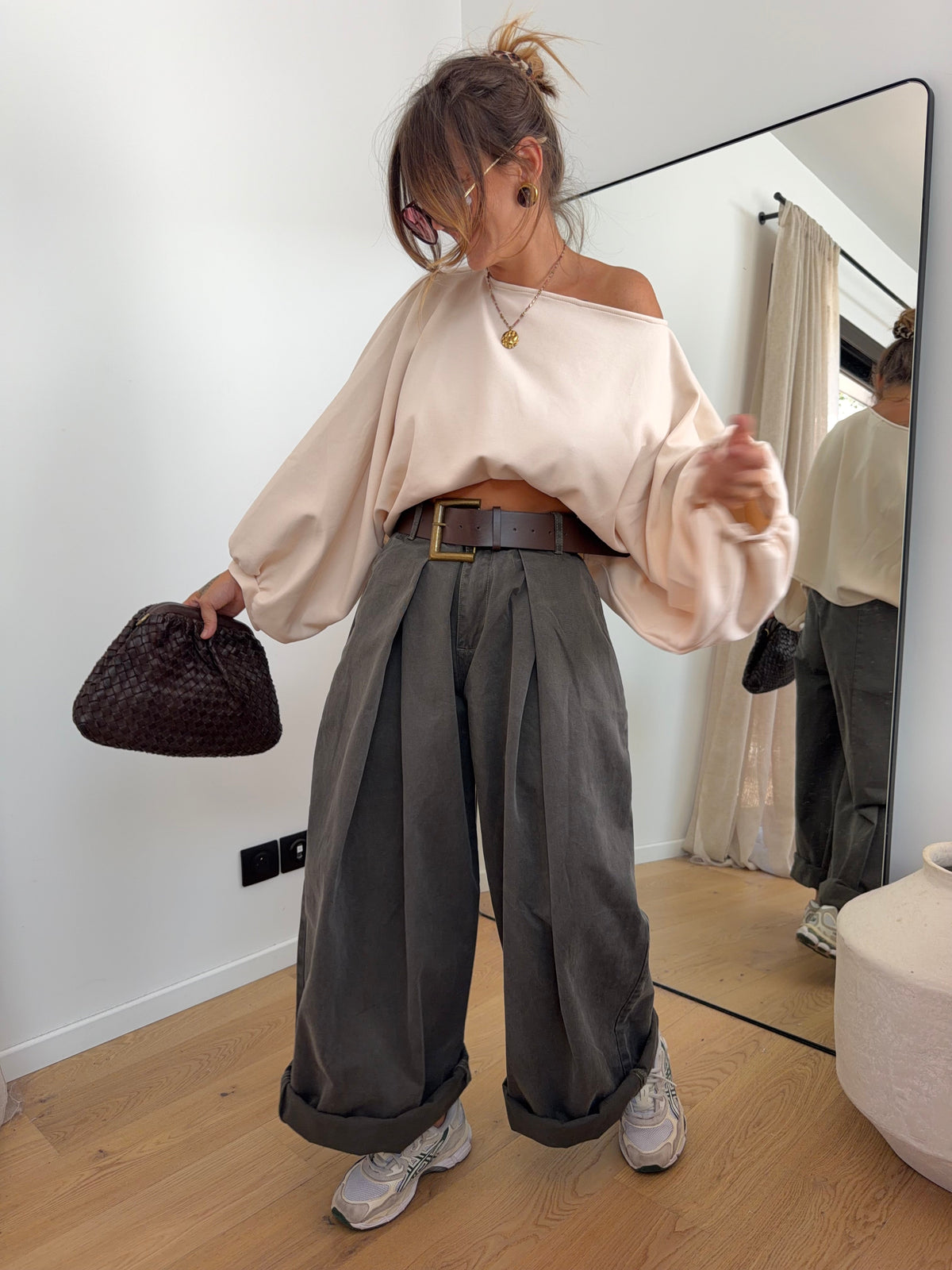 Pantalon  & ceinture Brune - kaki foncé