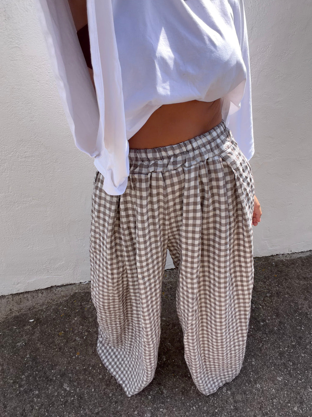 Pantalon à carreaux - taupe