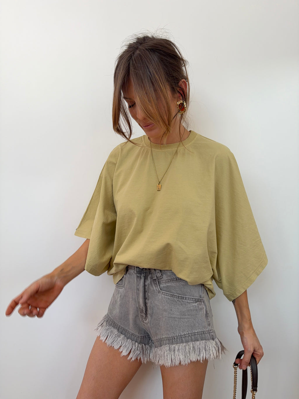 Short en jean - gris