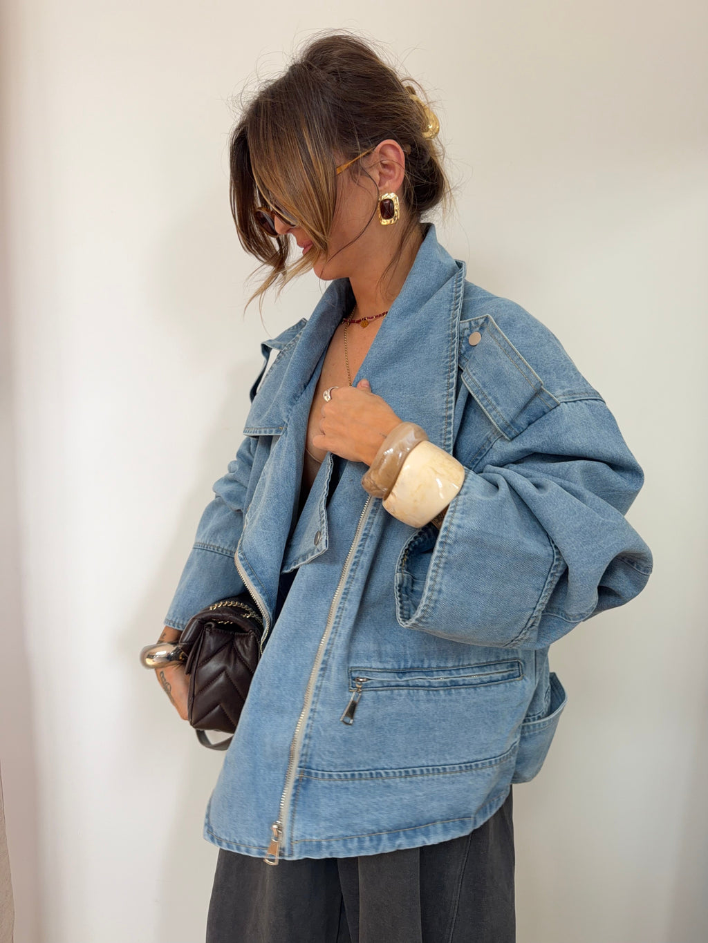 Veste en jean oversize - bleu clair