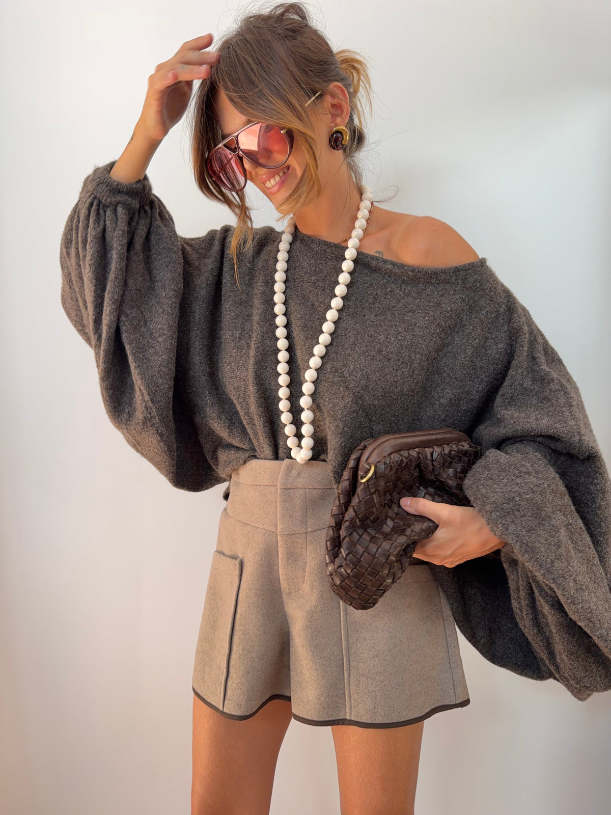 Short en flanelle - beige