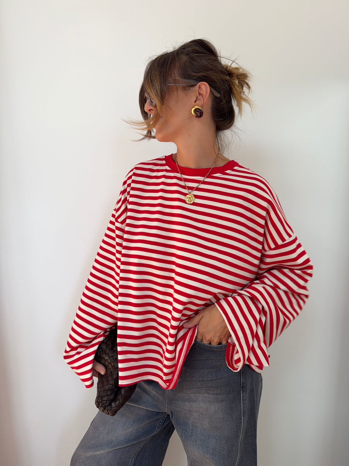 Sweat marinière rouge