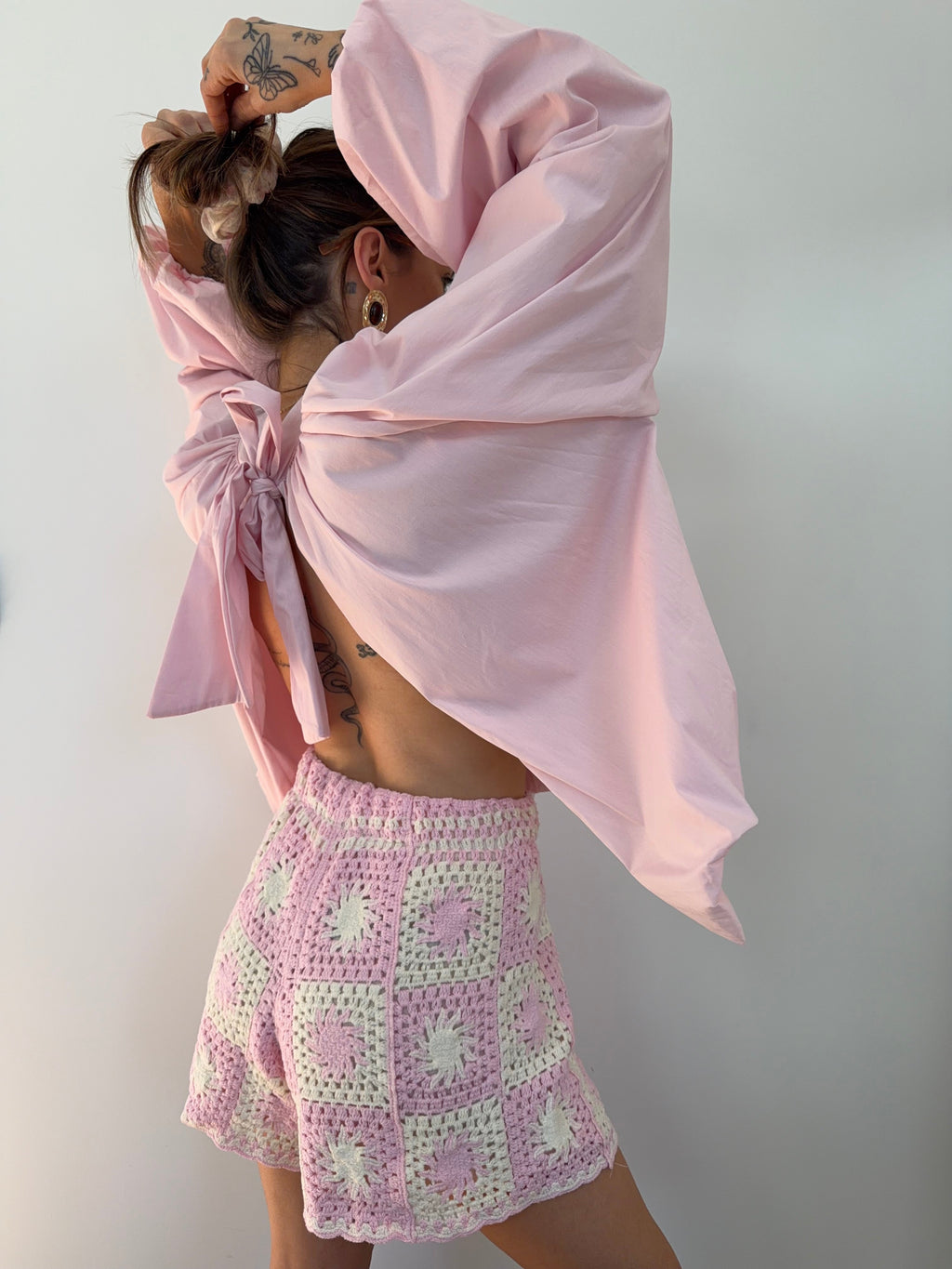 Short en crochet - rose