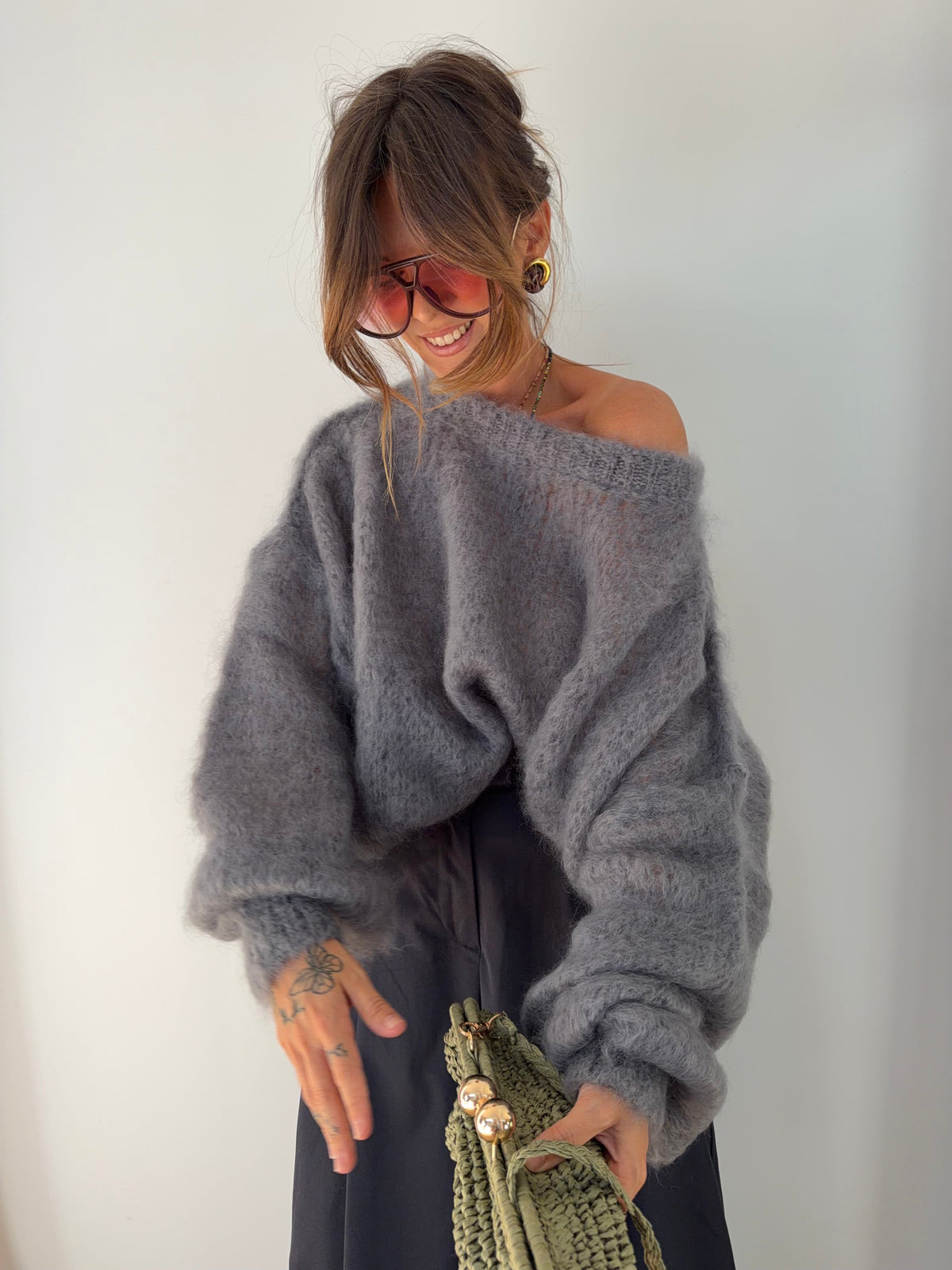 Pull 80% Mohair - gris