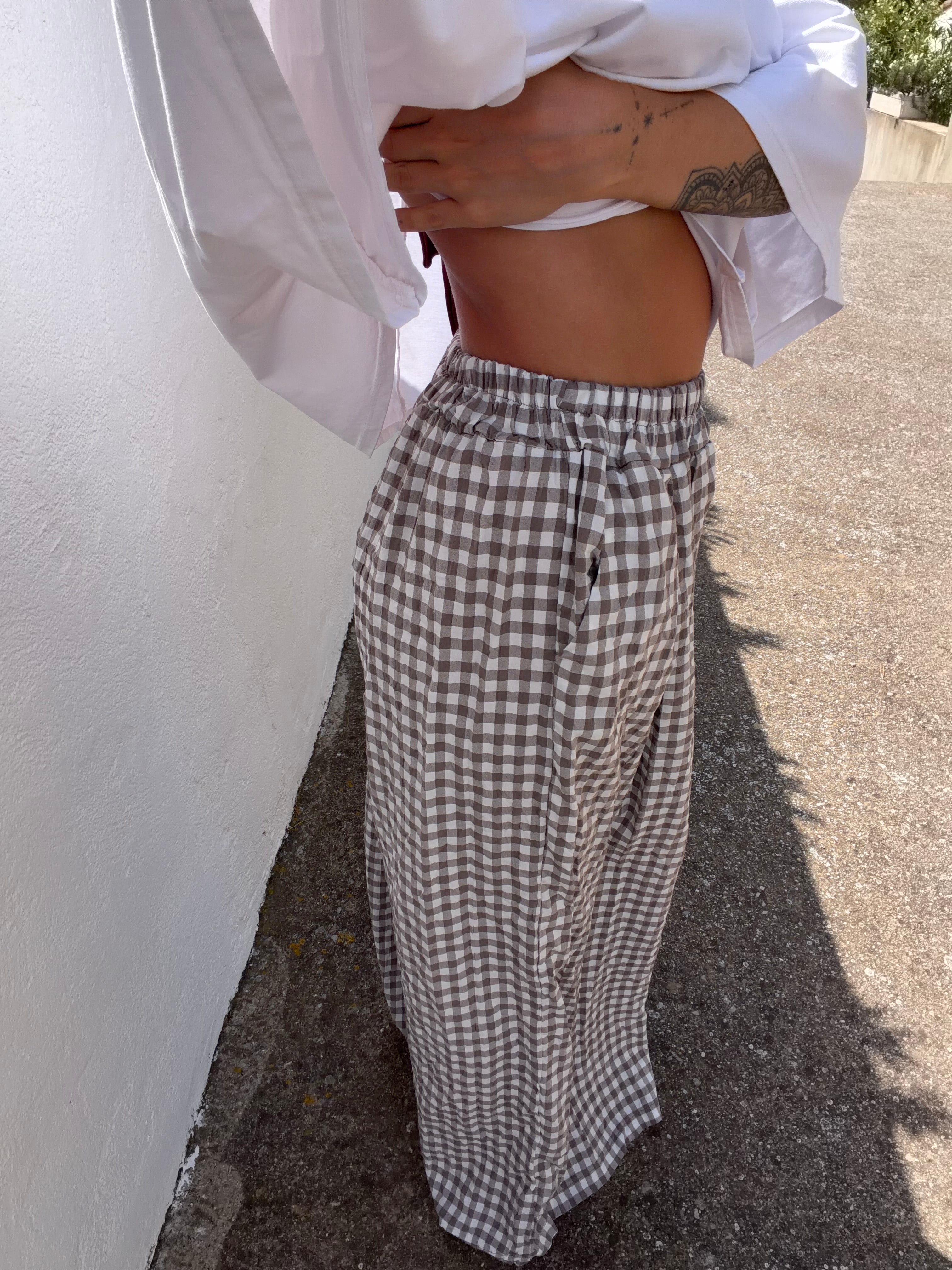 Pantalon à carreaux - taupe