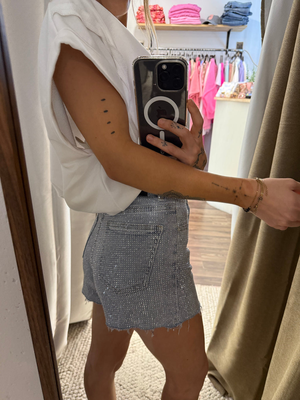 Short à strass - bleu clair