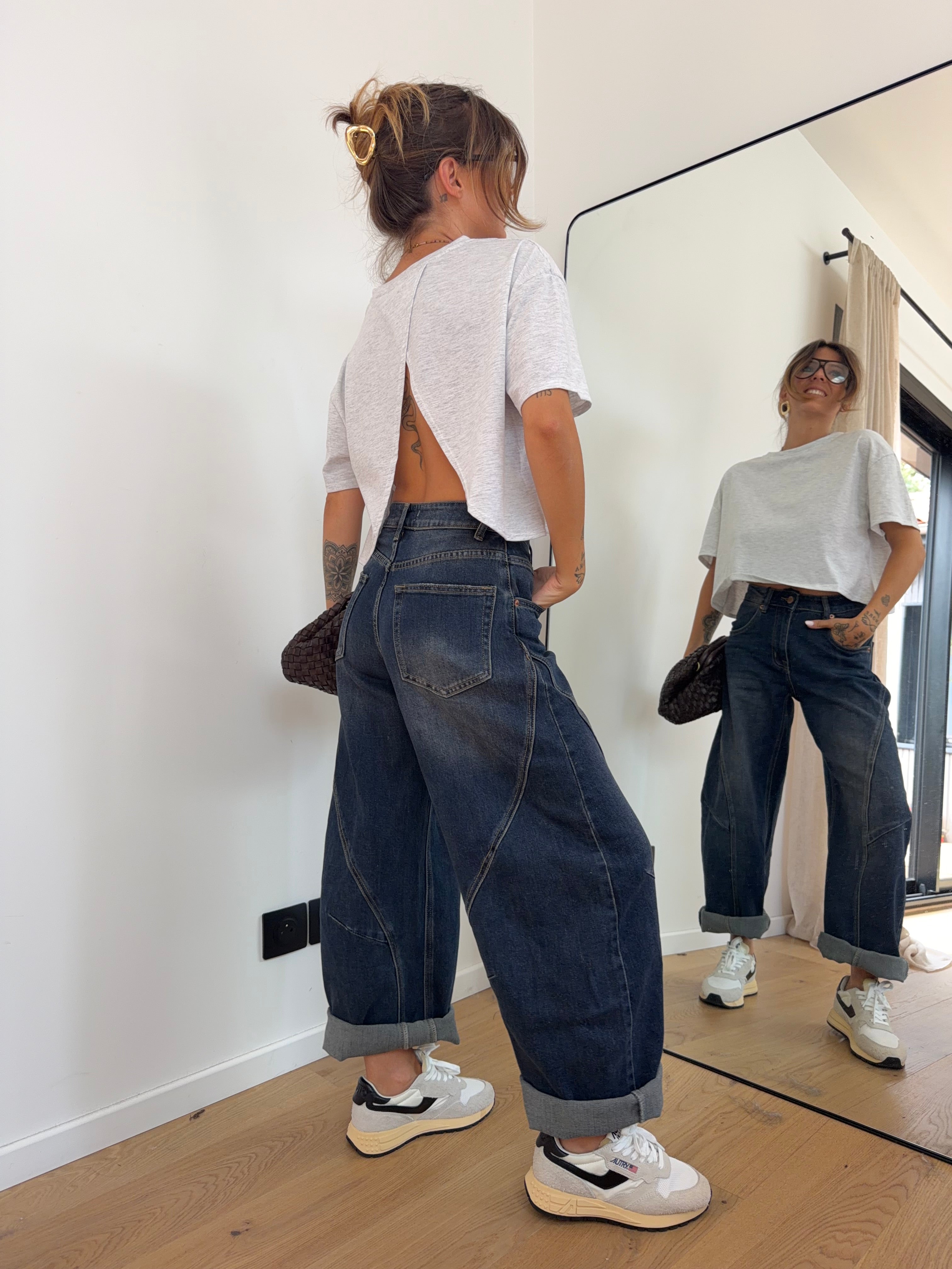 Jeans ballon - bleu brut