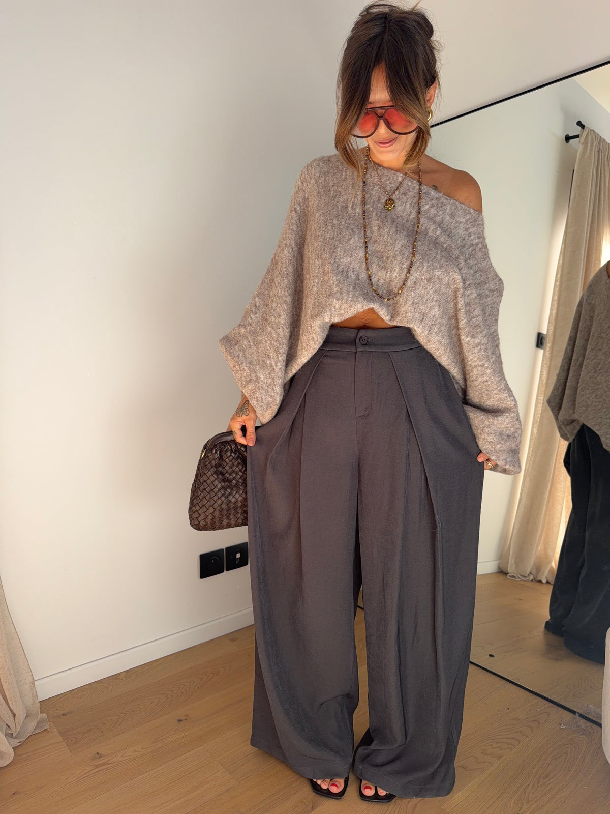 Pantalon droit - gris